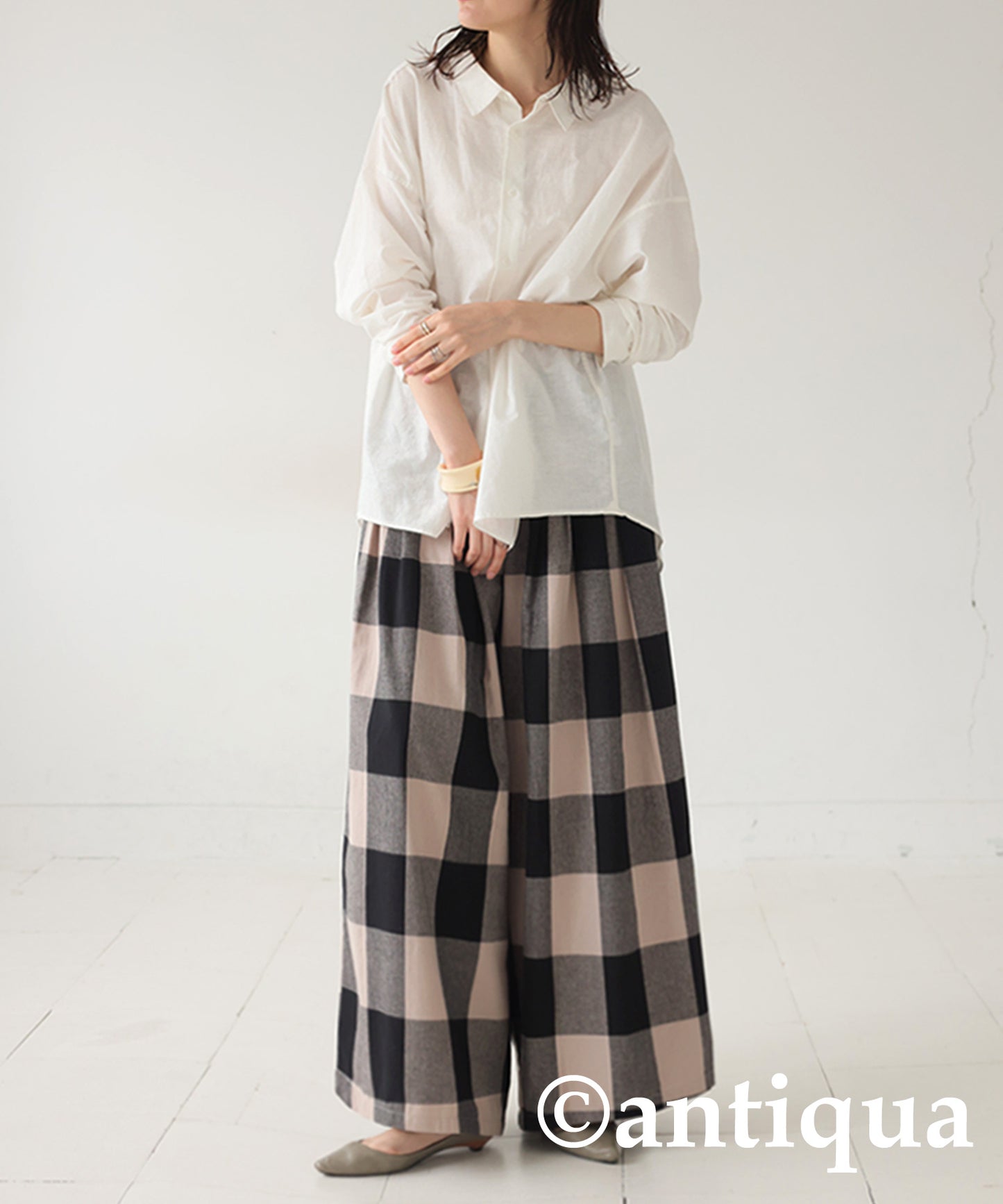 Plaid Wide Pants Ladies