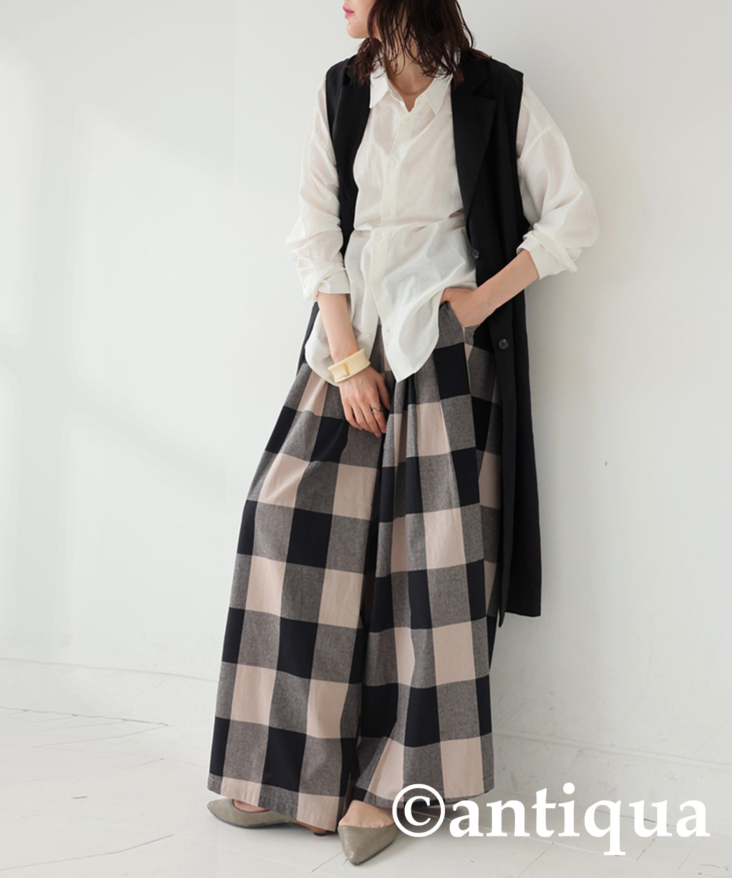 Plaid Wide Pants Ladies