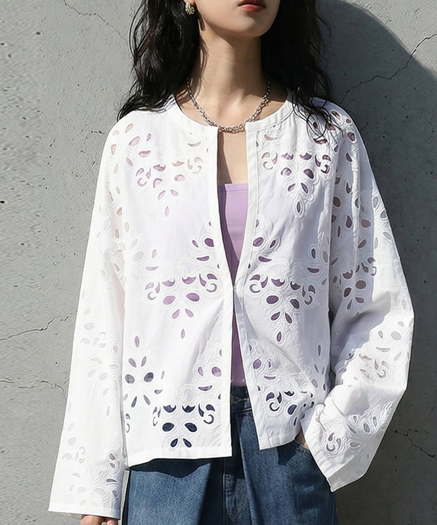 Embroidered Lace Cardigan Ladies