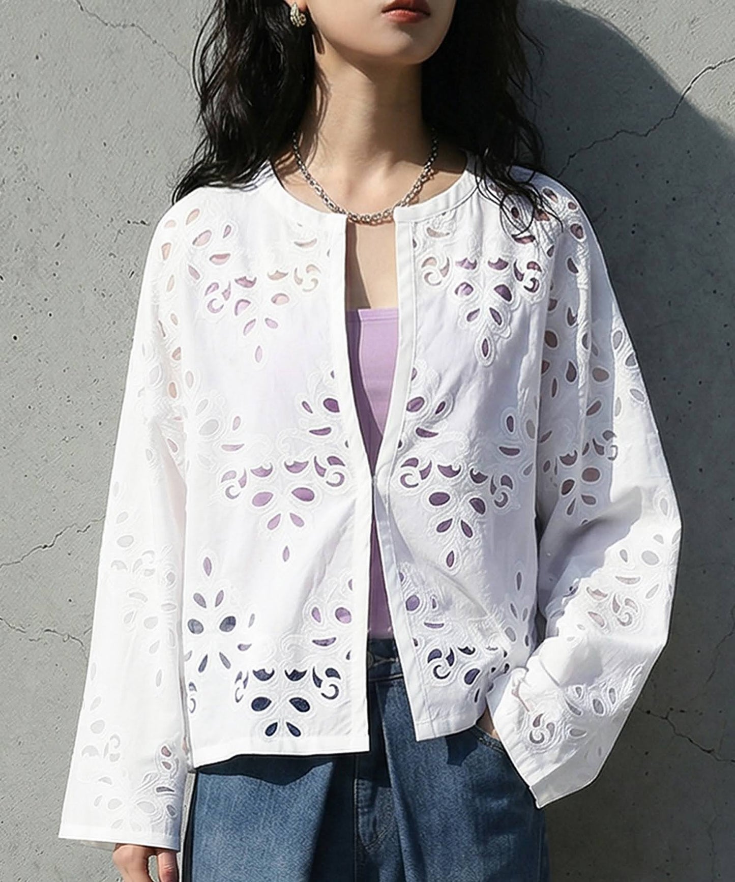 Embroidered Lace Cardigan Ladies