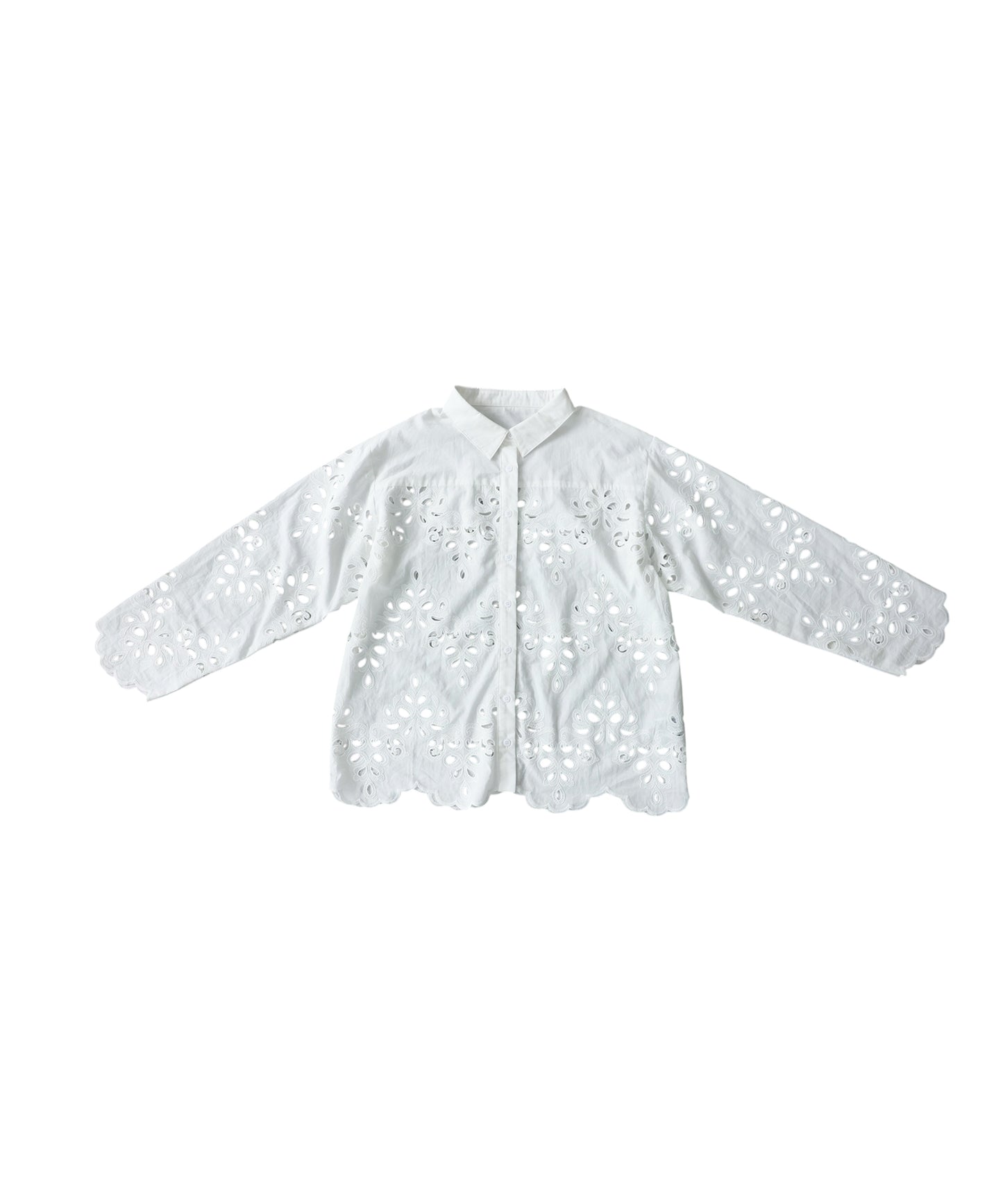 Lace Embroidered Scalloped Shirt Ladies