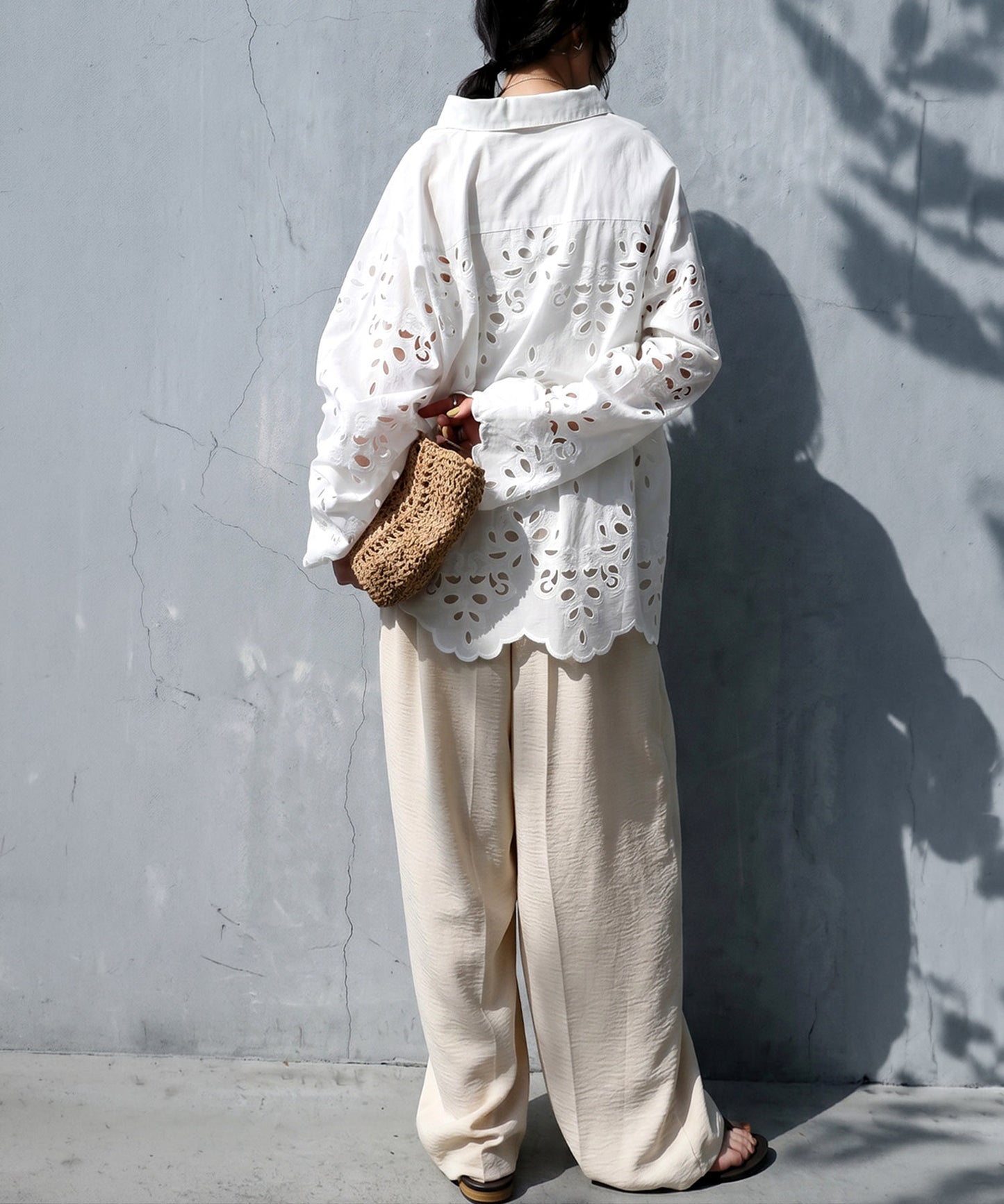 Lace Embroidered Scalloped Shirt Ladies