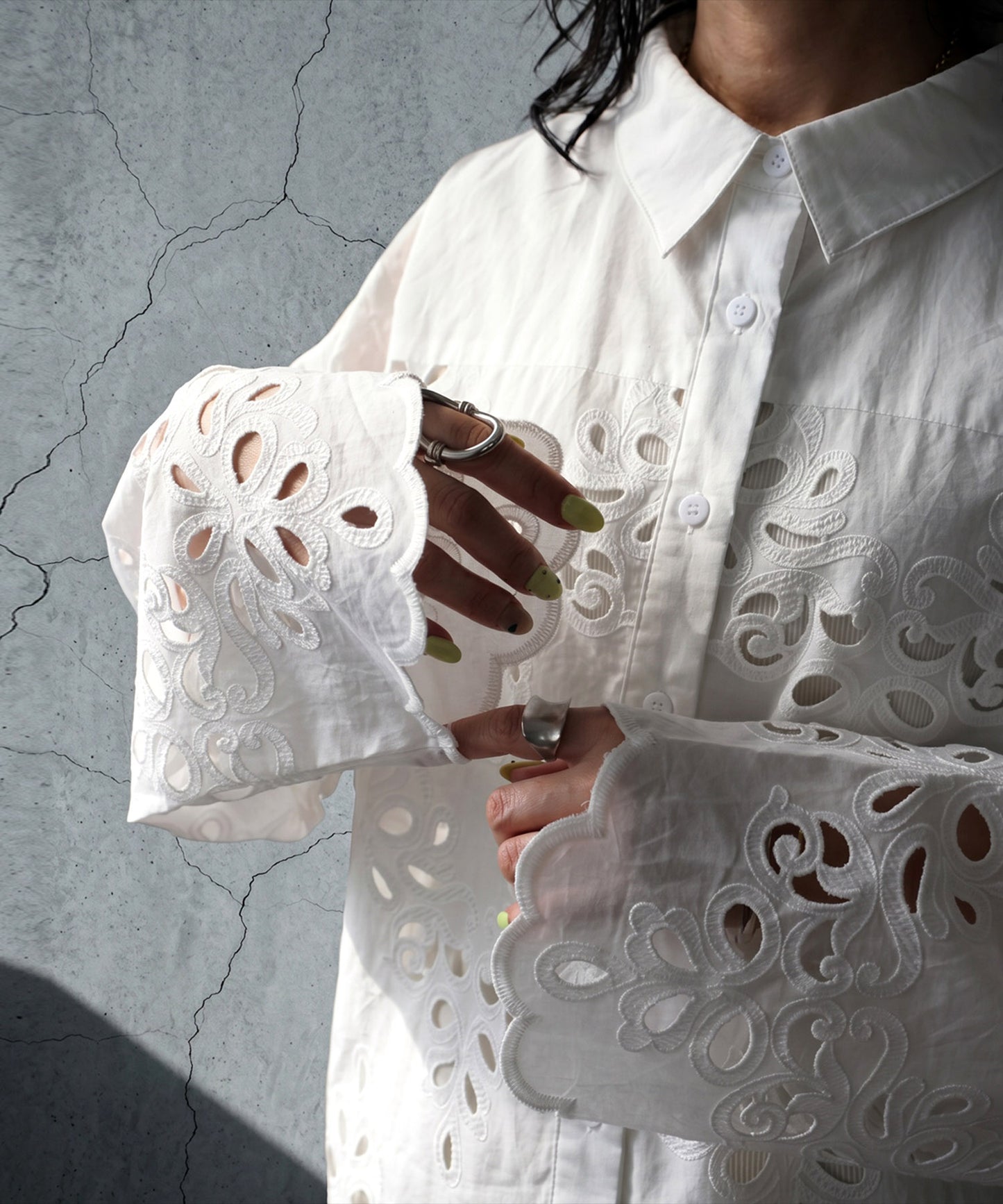 Lace Embroidered Scalloped Shirt Ladies