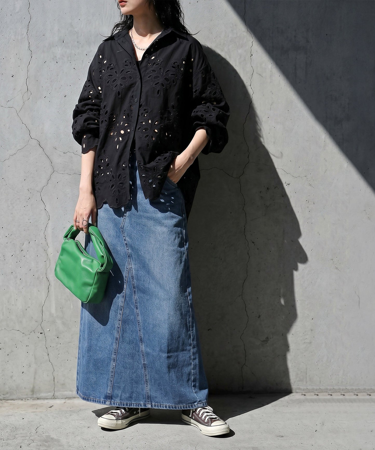 Lace Embroidered Scalloped Shirt Ladies