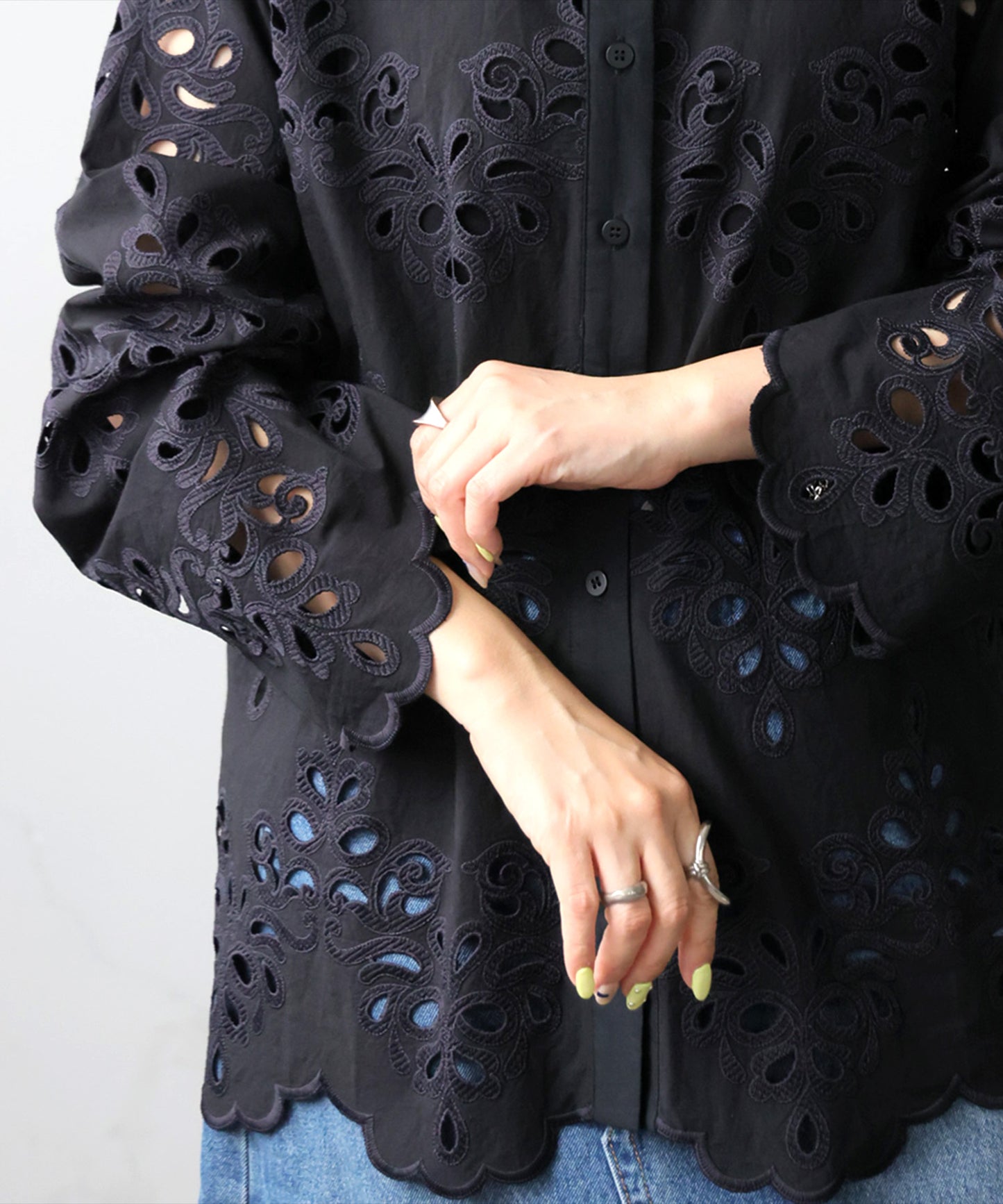 Lace Embroidered Scalloped Shirt Ladies