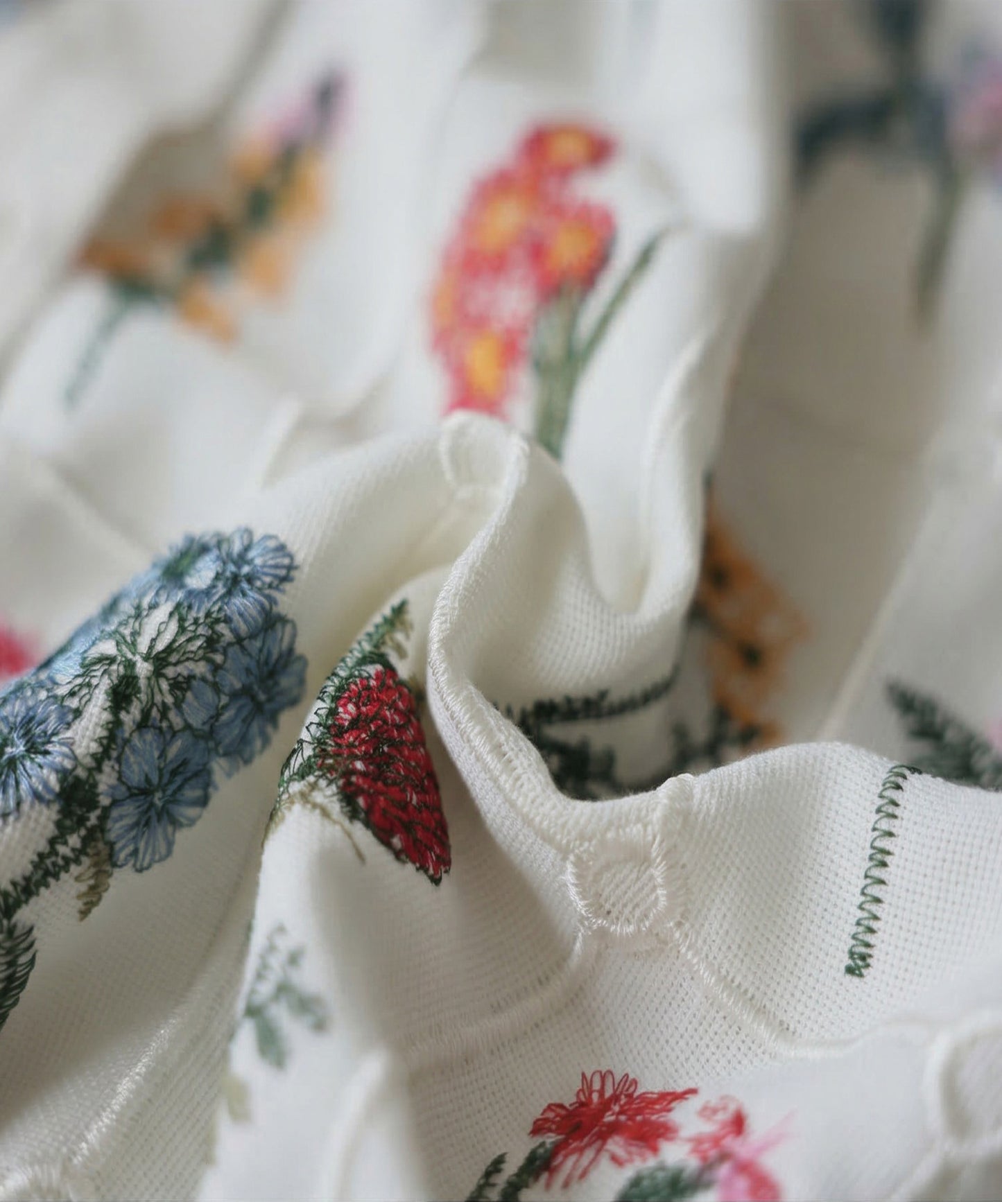 Floral Embroidered Band Collar Shirt Ladies