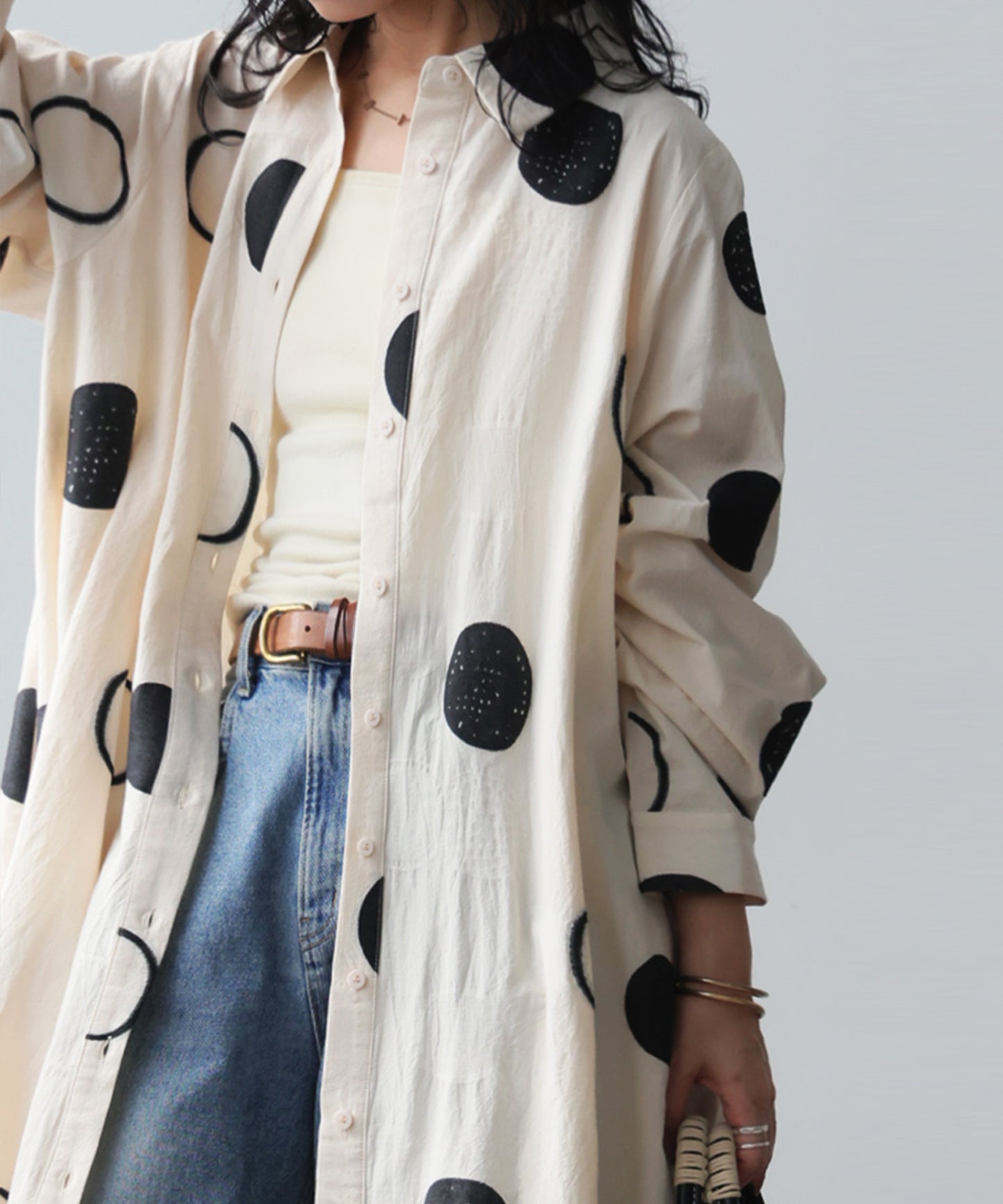 Polka Dot A-Line Shirt Dress Ladies
