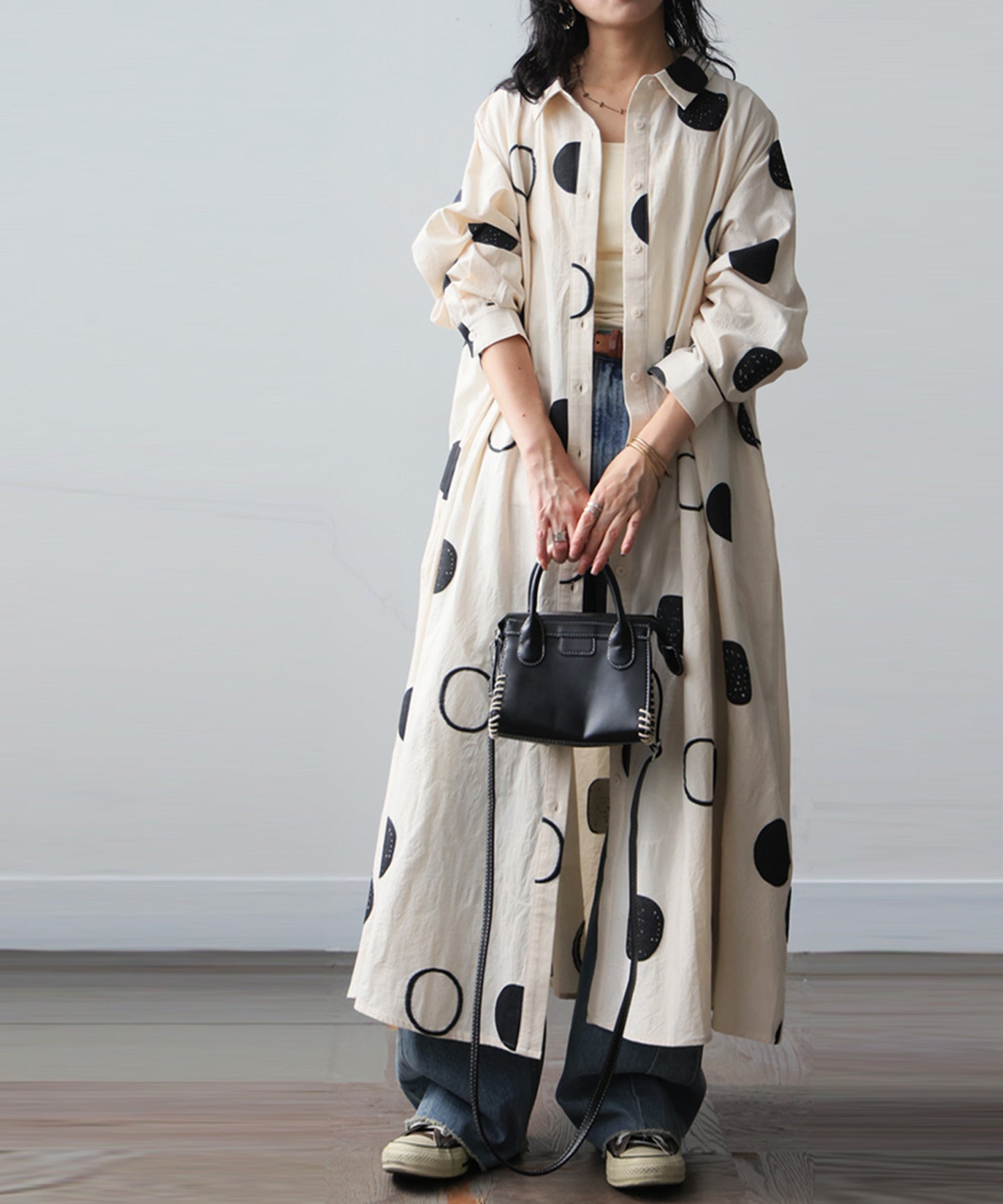 Polka Dot A-Line Shirt Dress Ladies