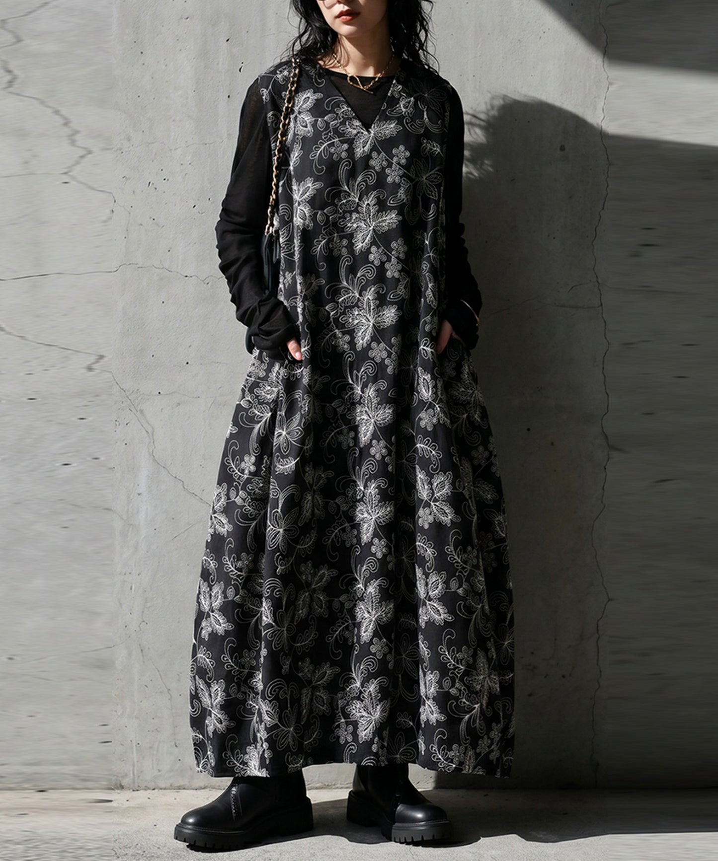 Embroidered Floral Cocoon Dress Ladies