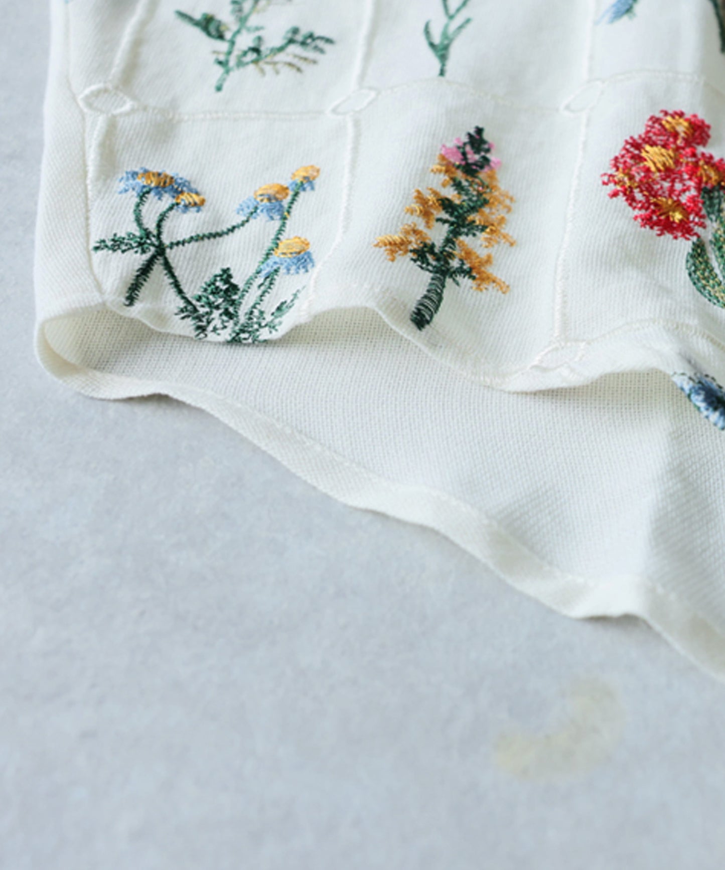 Band Collar Floral Embroidered Shirt Ladies