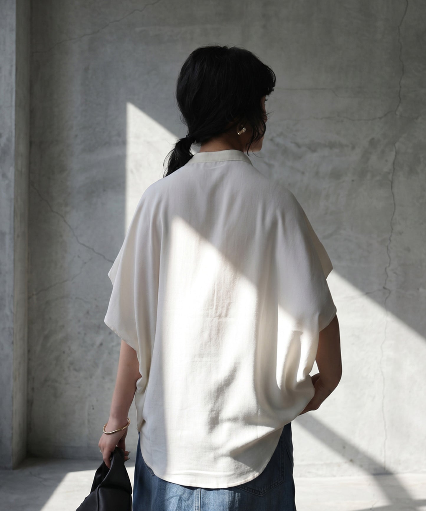 Band Collar Floral Embroidered Shirt Ladies