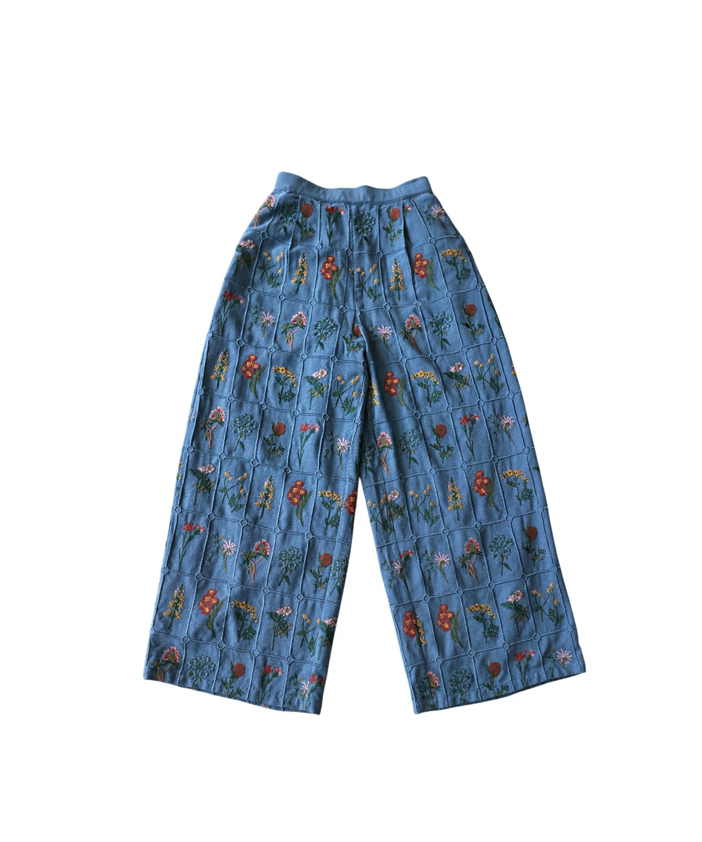 Flower Embroidered Wide-Leg Pants Ladies