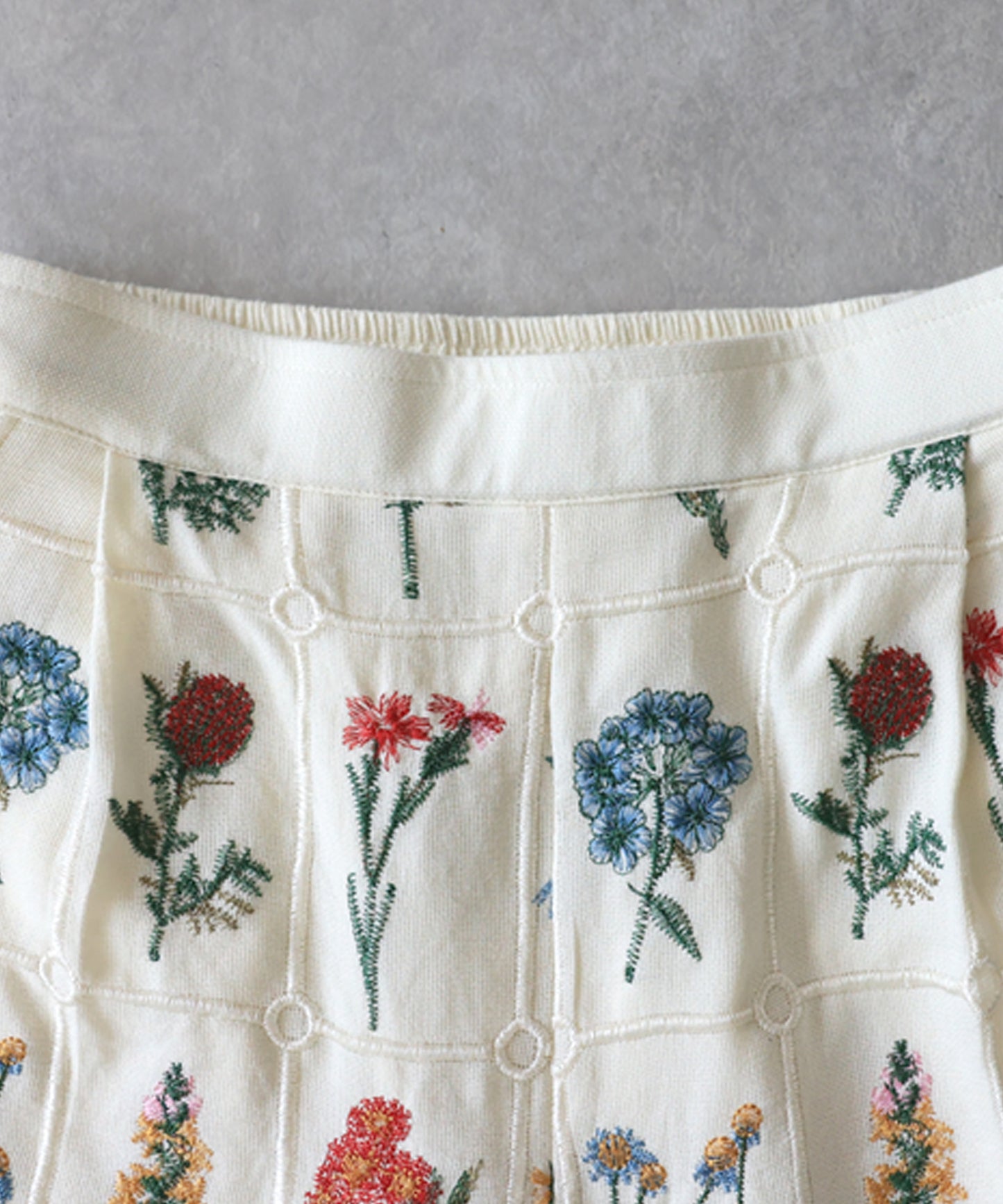 Flower Embroidered Wide-Leg Pants Ladies