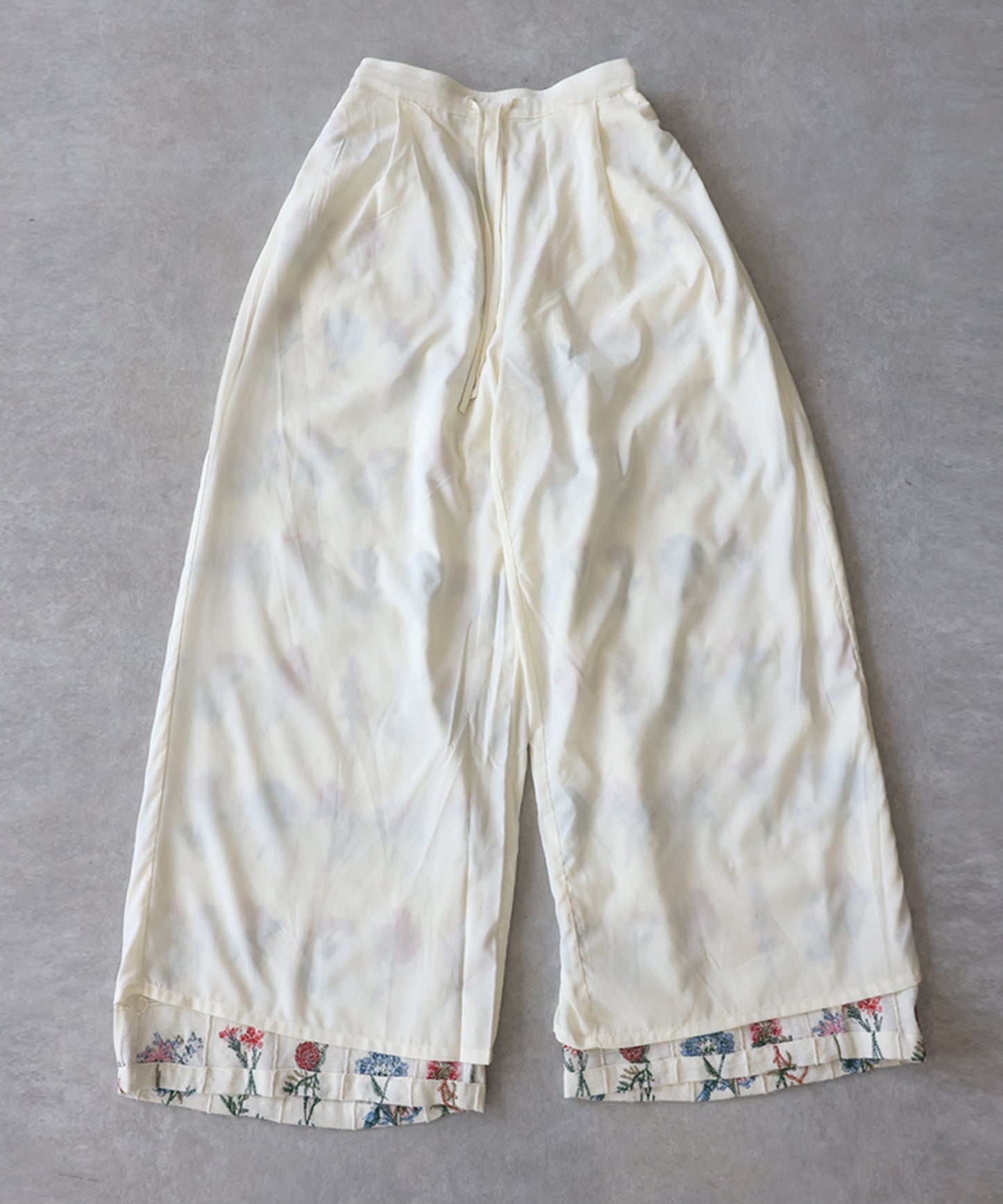 Flower Embroidered Wide-Leg Pants Ladies