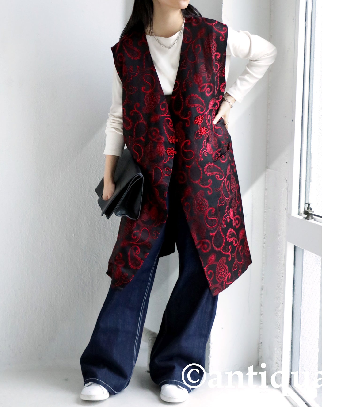 Okamoto Emi Collaboration product! Ladies Chinese style Long Vest