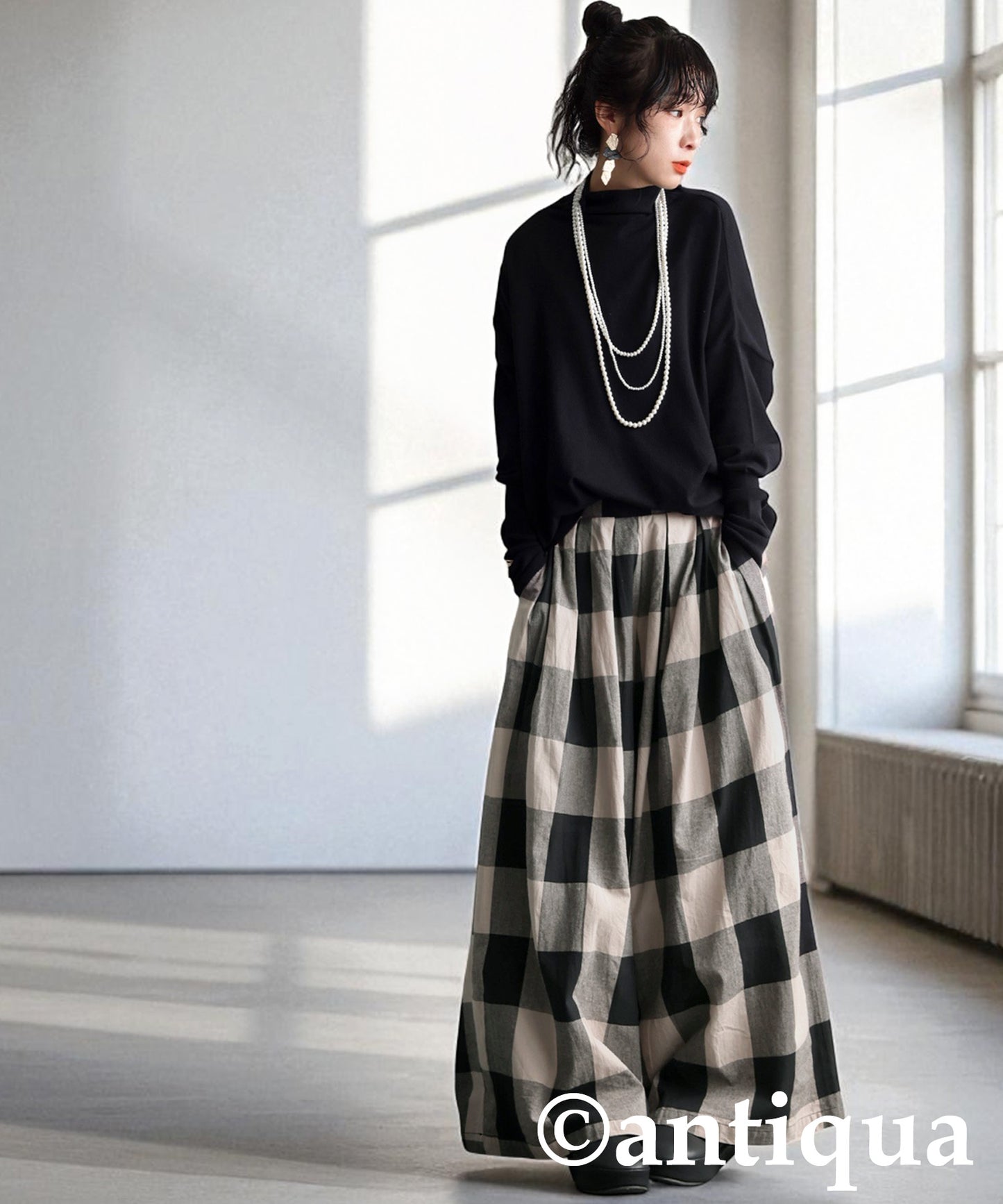 Checked Wide-leg Pants Ladies