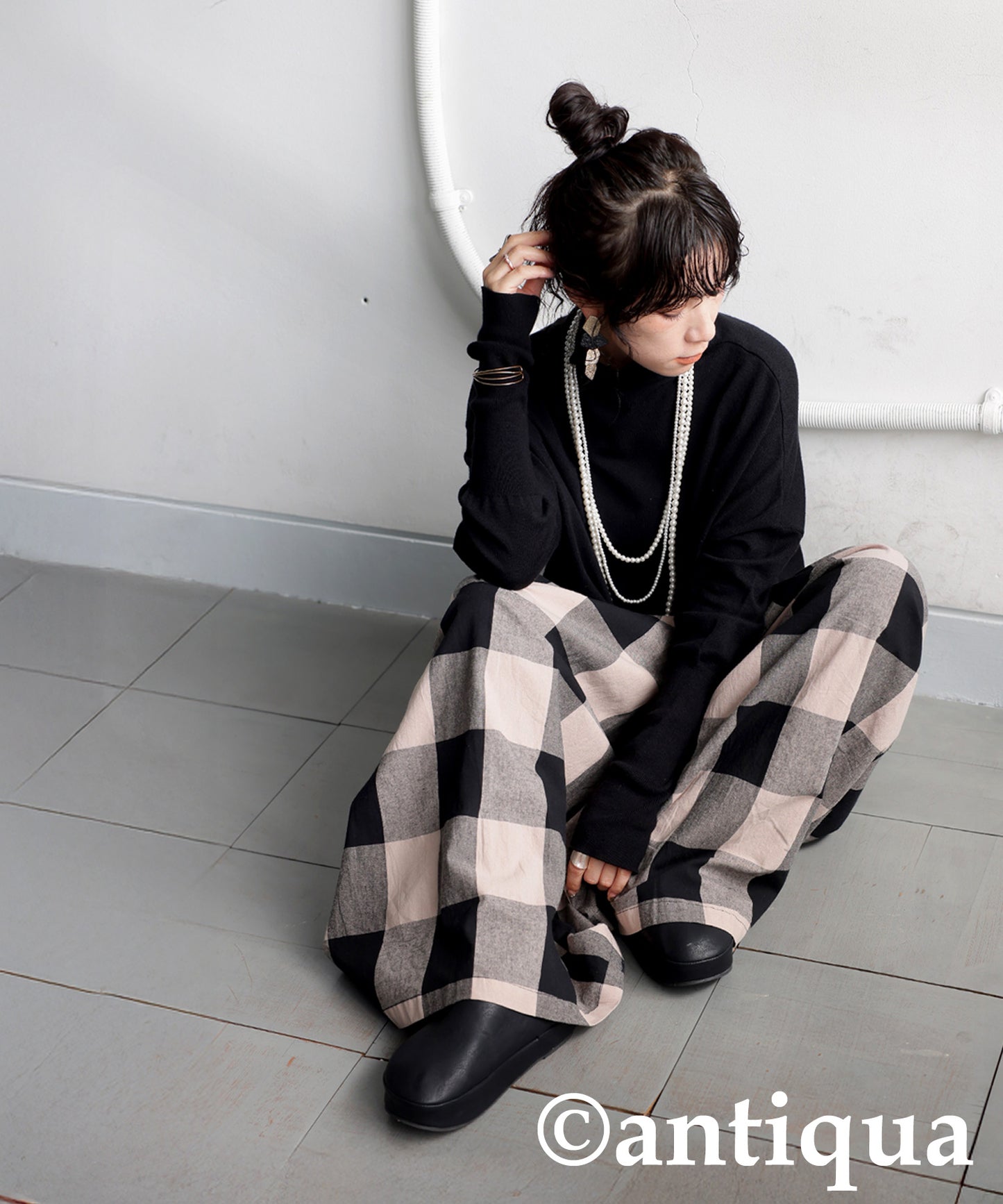 Checked Wide-leg Pants Ladies