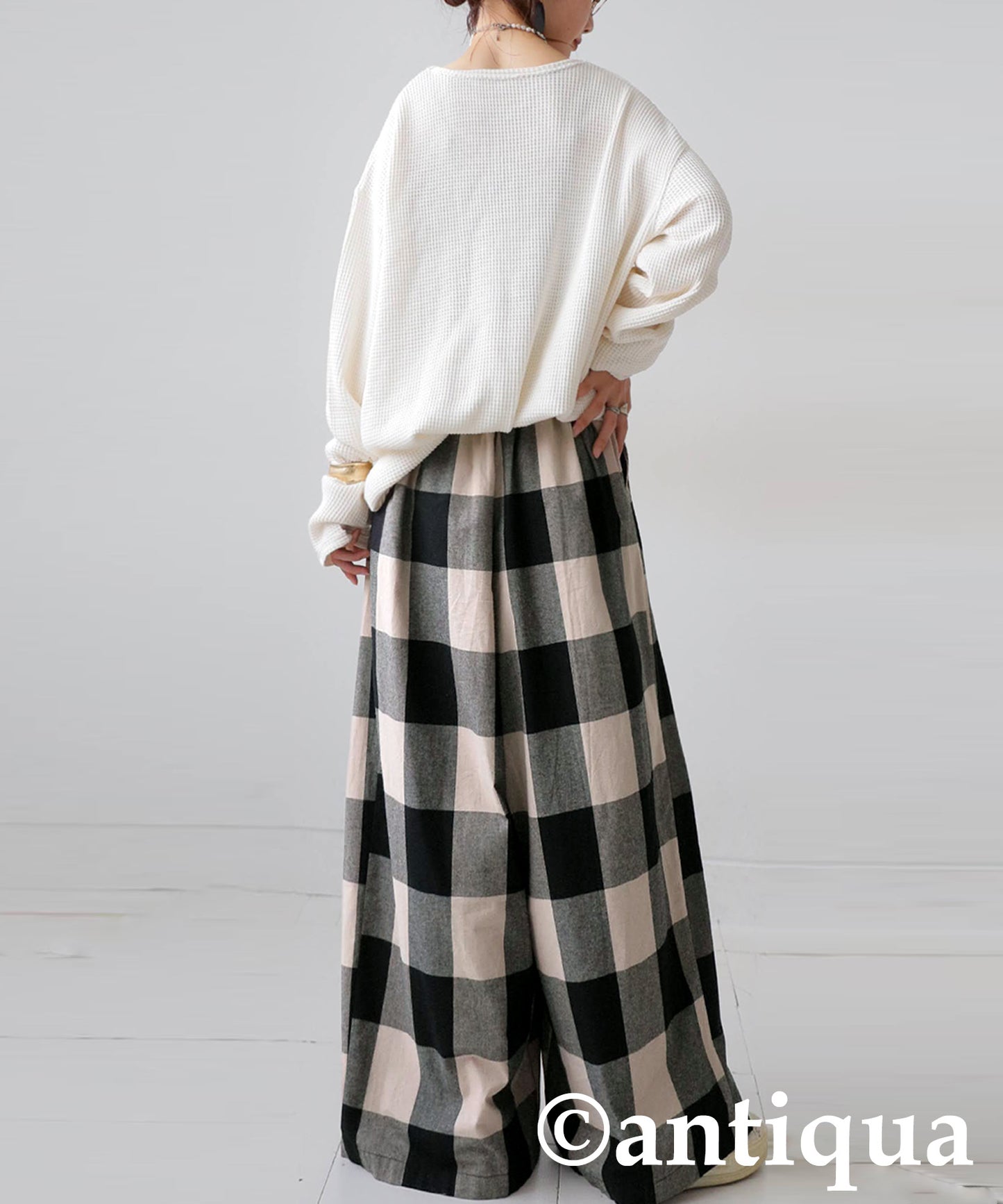 Checked Wide-leg Pants Ladies