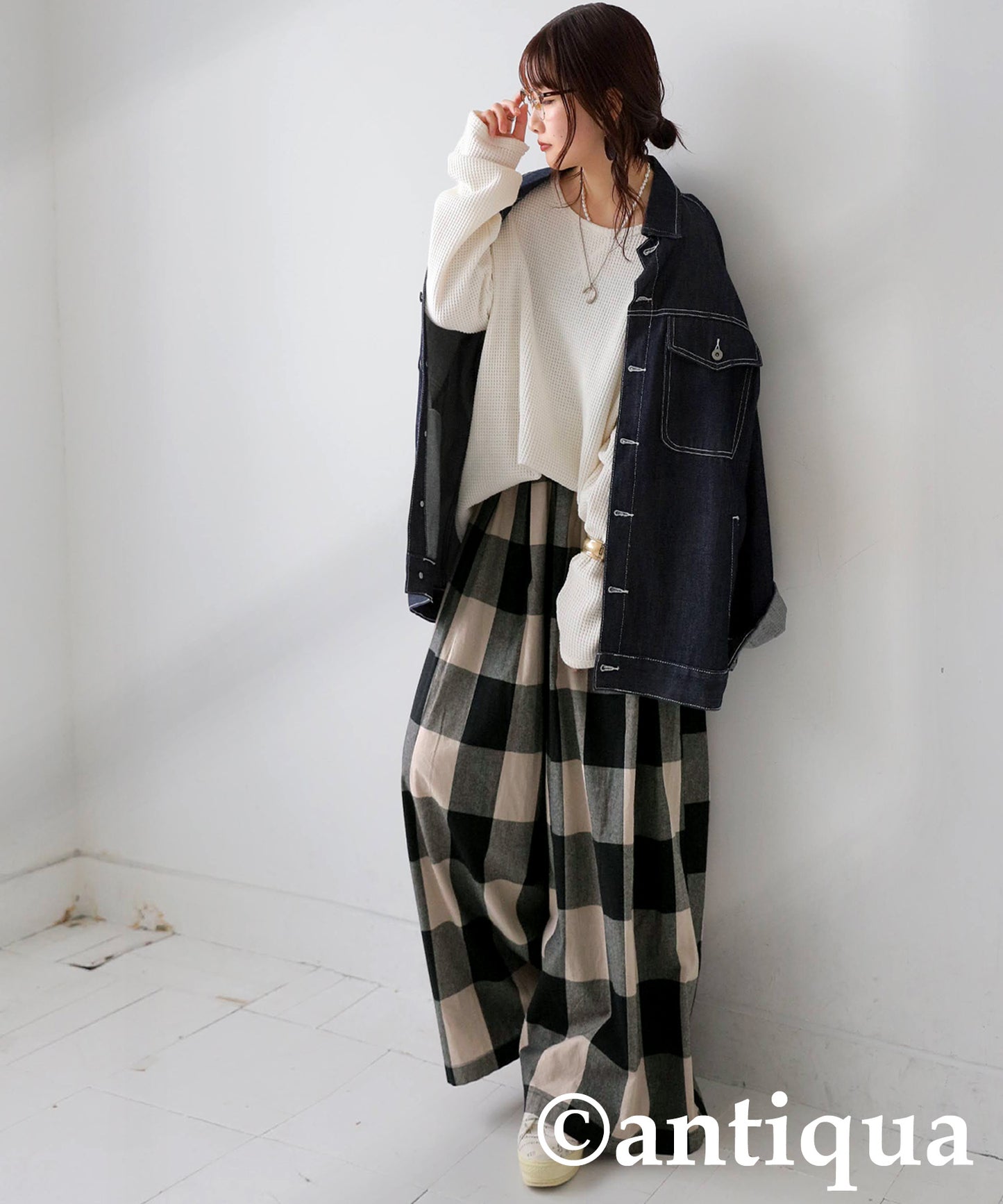 Checked Wide-leg Pants Ladies