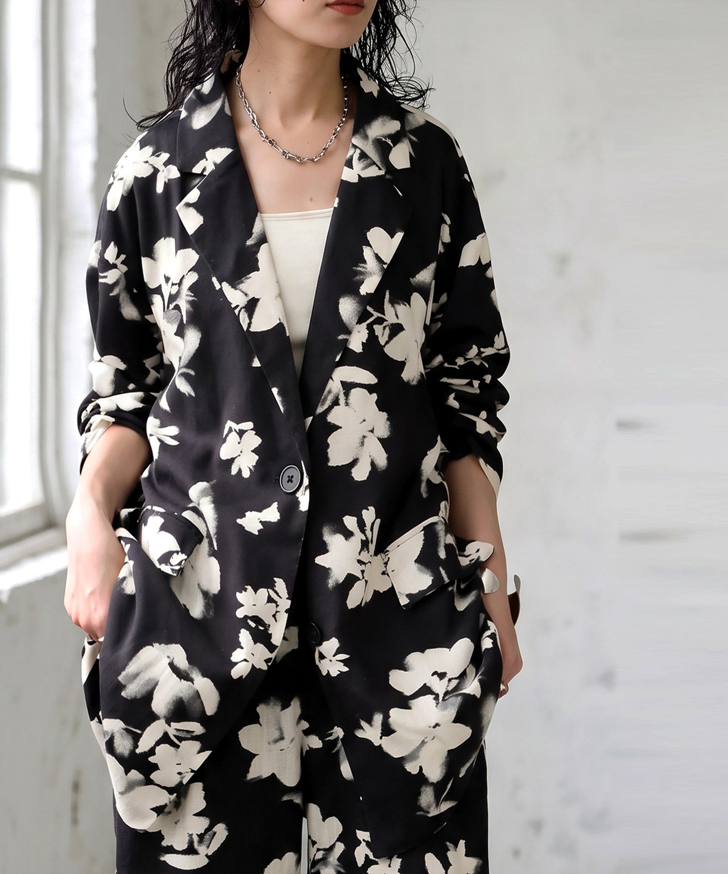 Floral Print Tailored Jacket Ladies