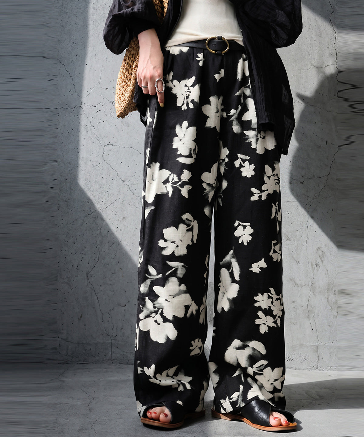 Floral Wide-Leg Pants Ladies