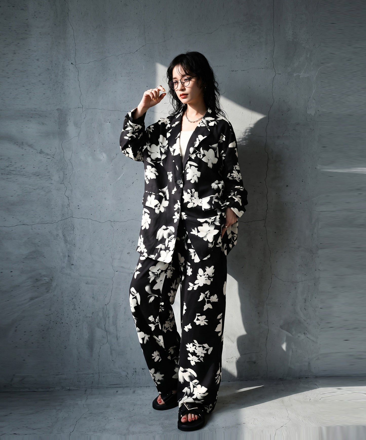 Floral Wide-Leg Pants Ladies