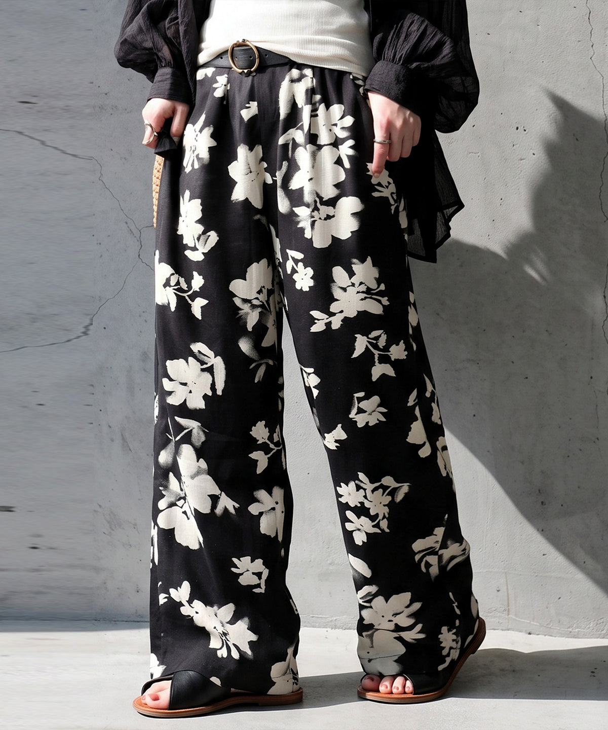 Floral Wide-Leg Pants Ladies