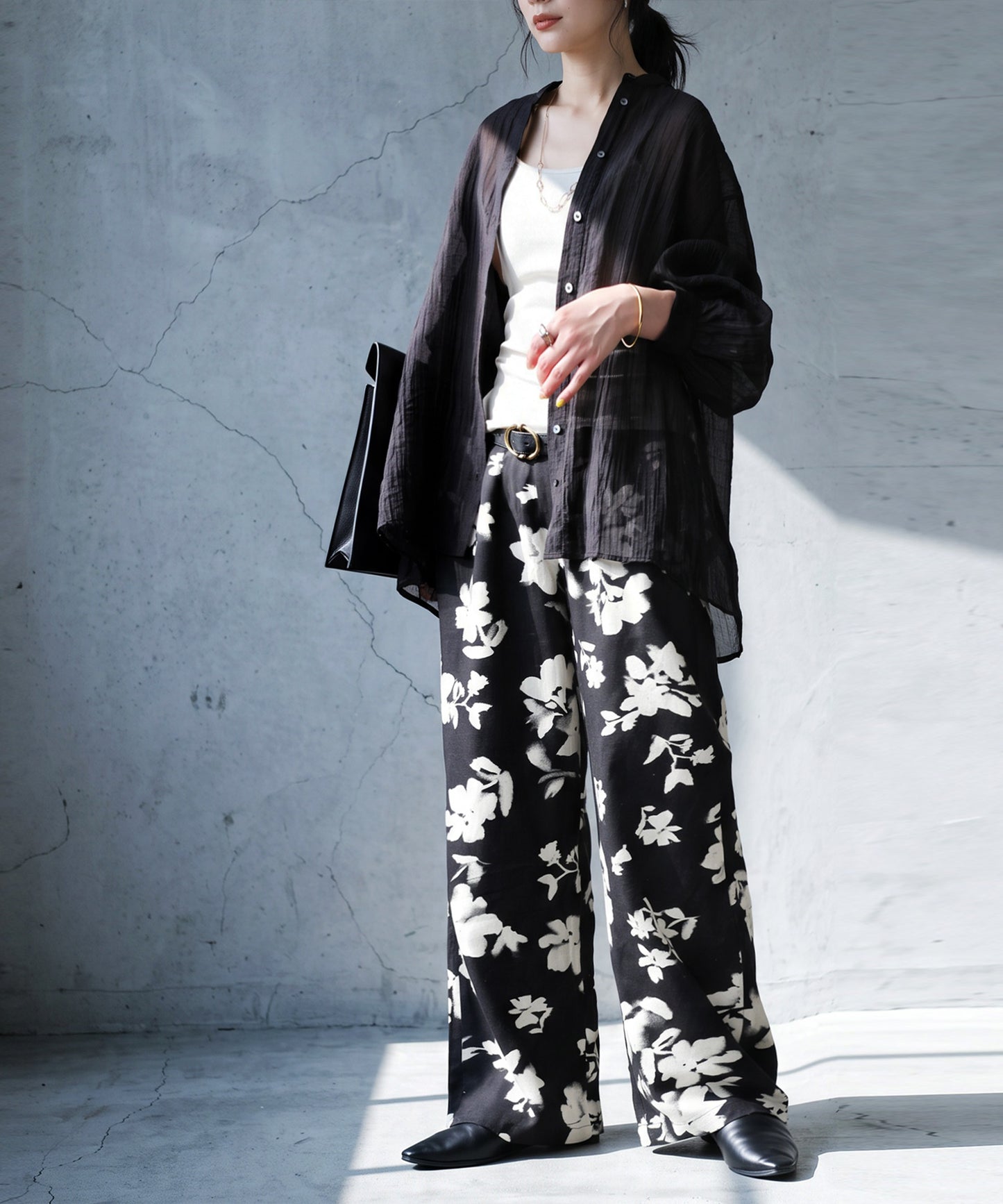 Floral Wide-Leg Pants Ladies