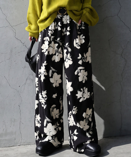 Floral Wide-Leg Pants Ladies