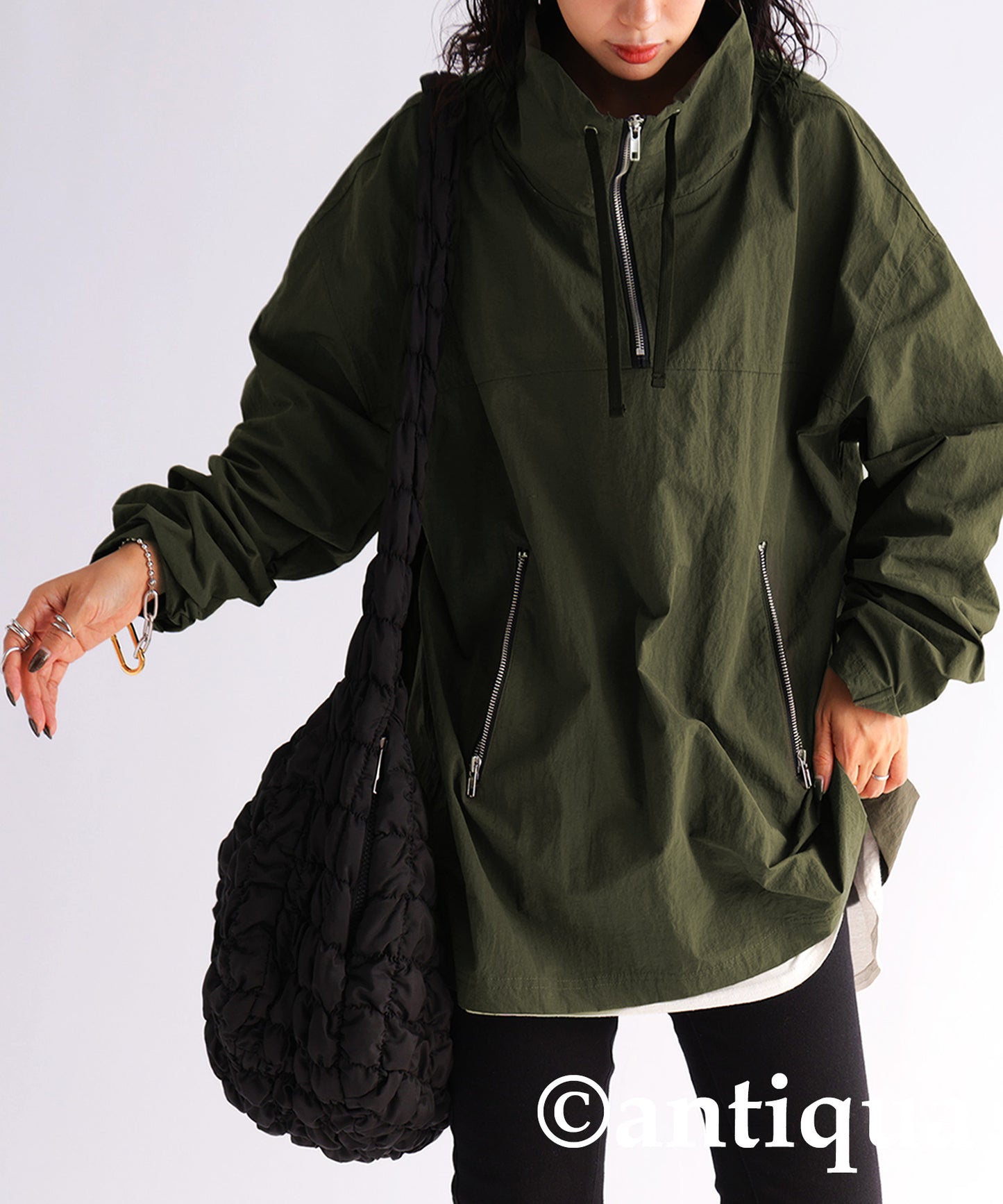 Water-repellent fabric military pullover jacket Ladies