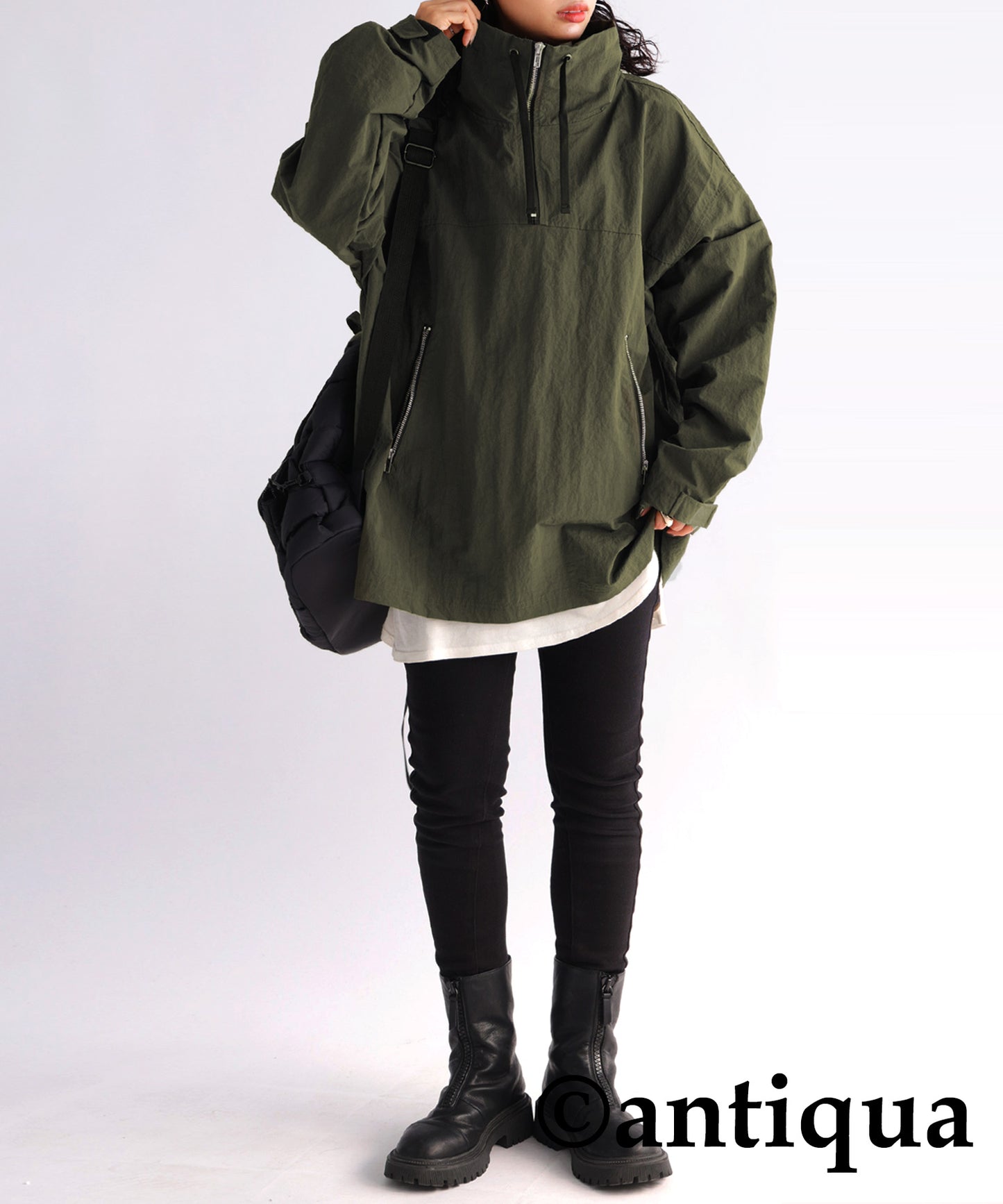 Water-repellent fabric military pullover jacket Ladies