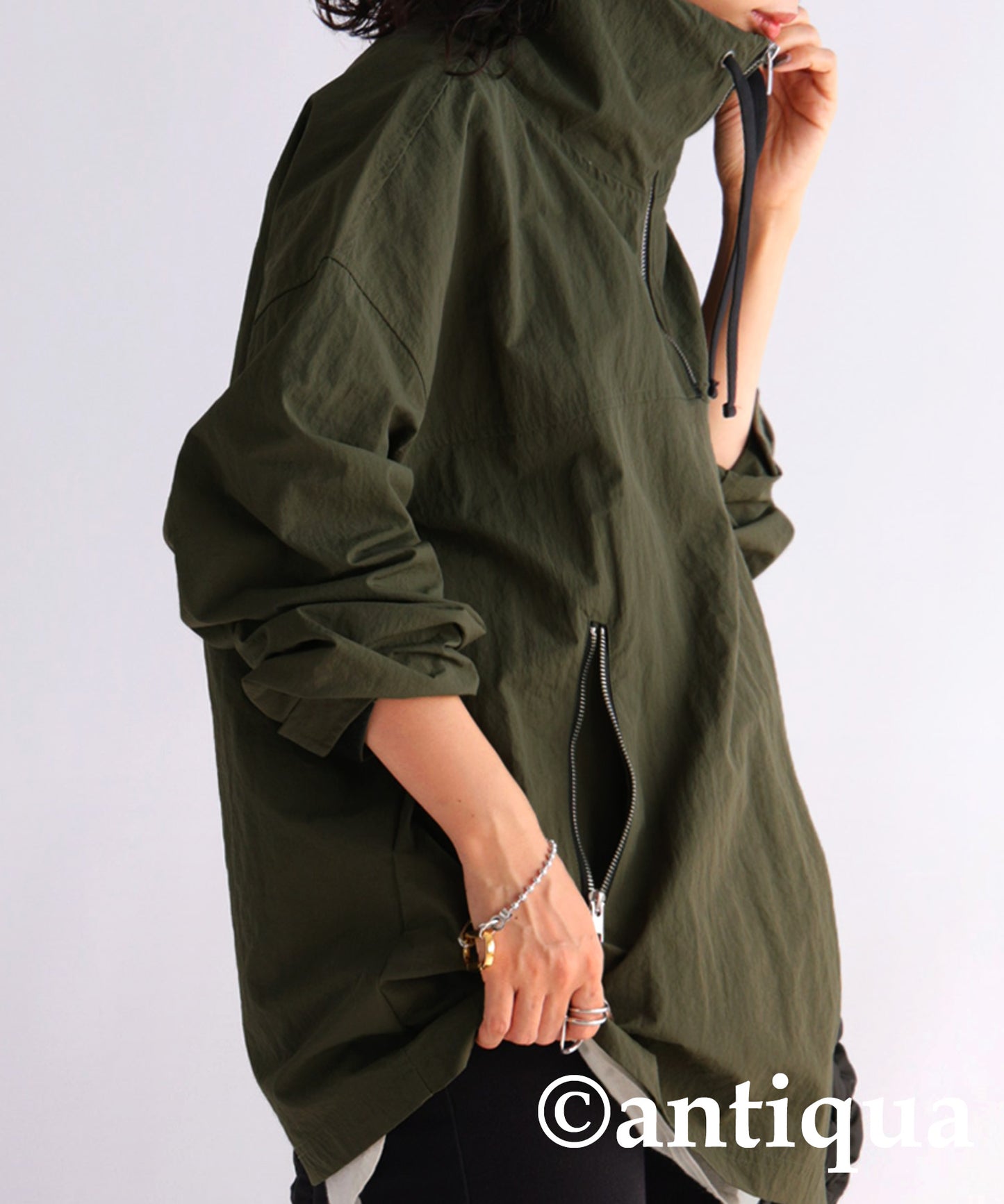 Water-repellent fabric military pullover jacket Ladies