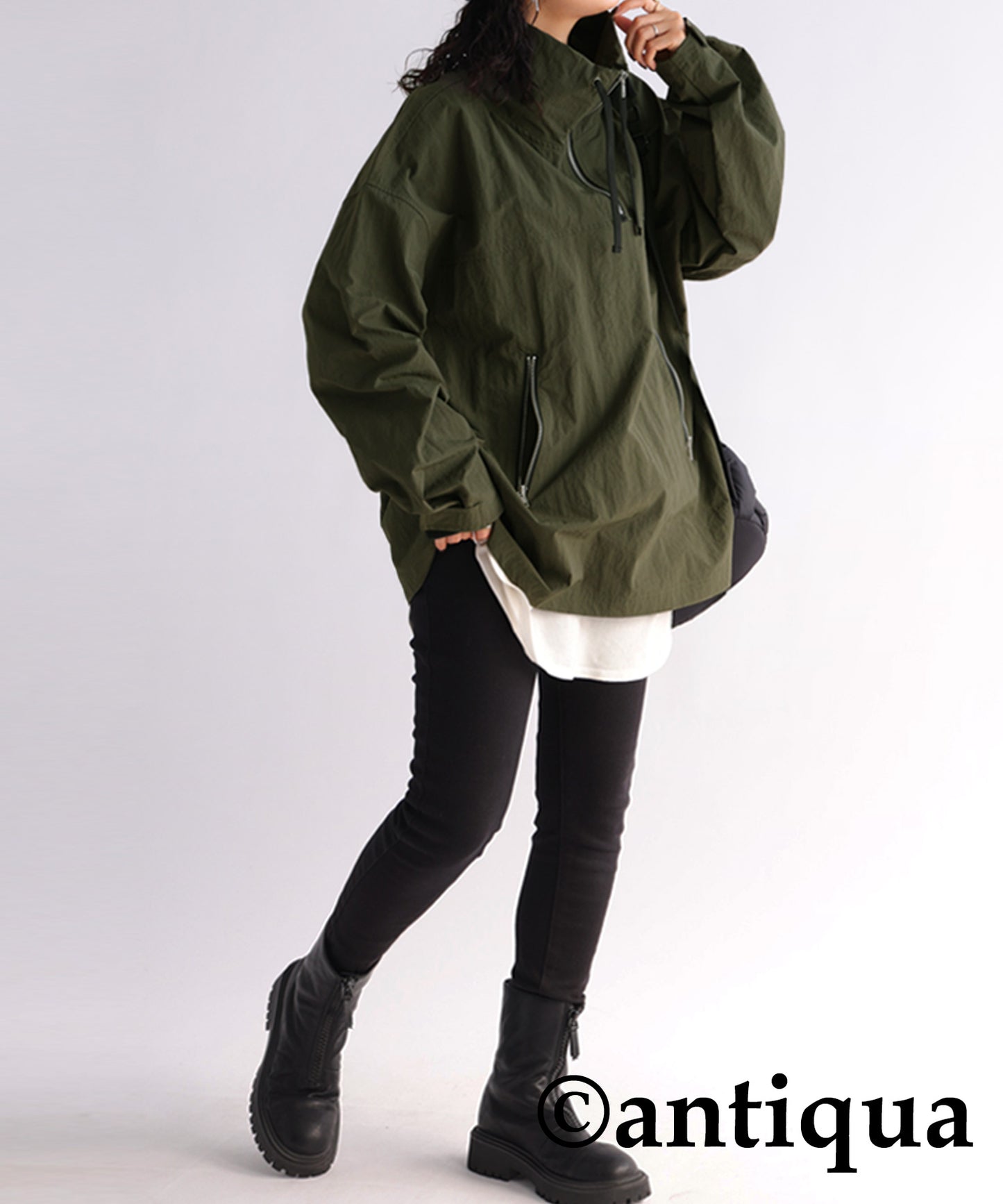 Water-repellent fabric military pullover jacket Ladies