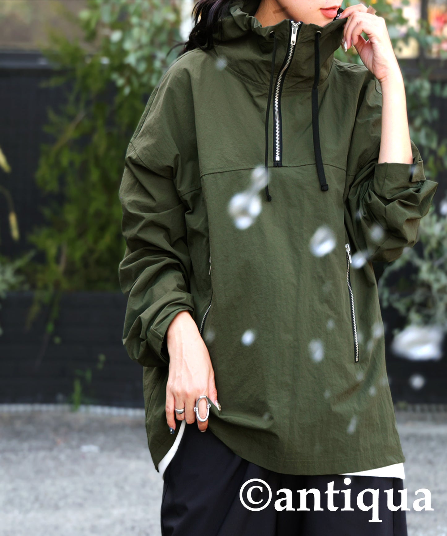 Water-repellent fabric military pullover jacket Ladies