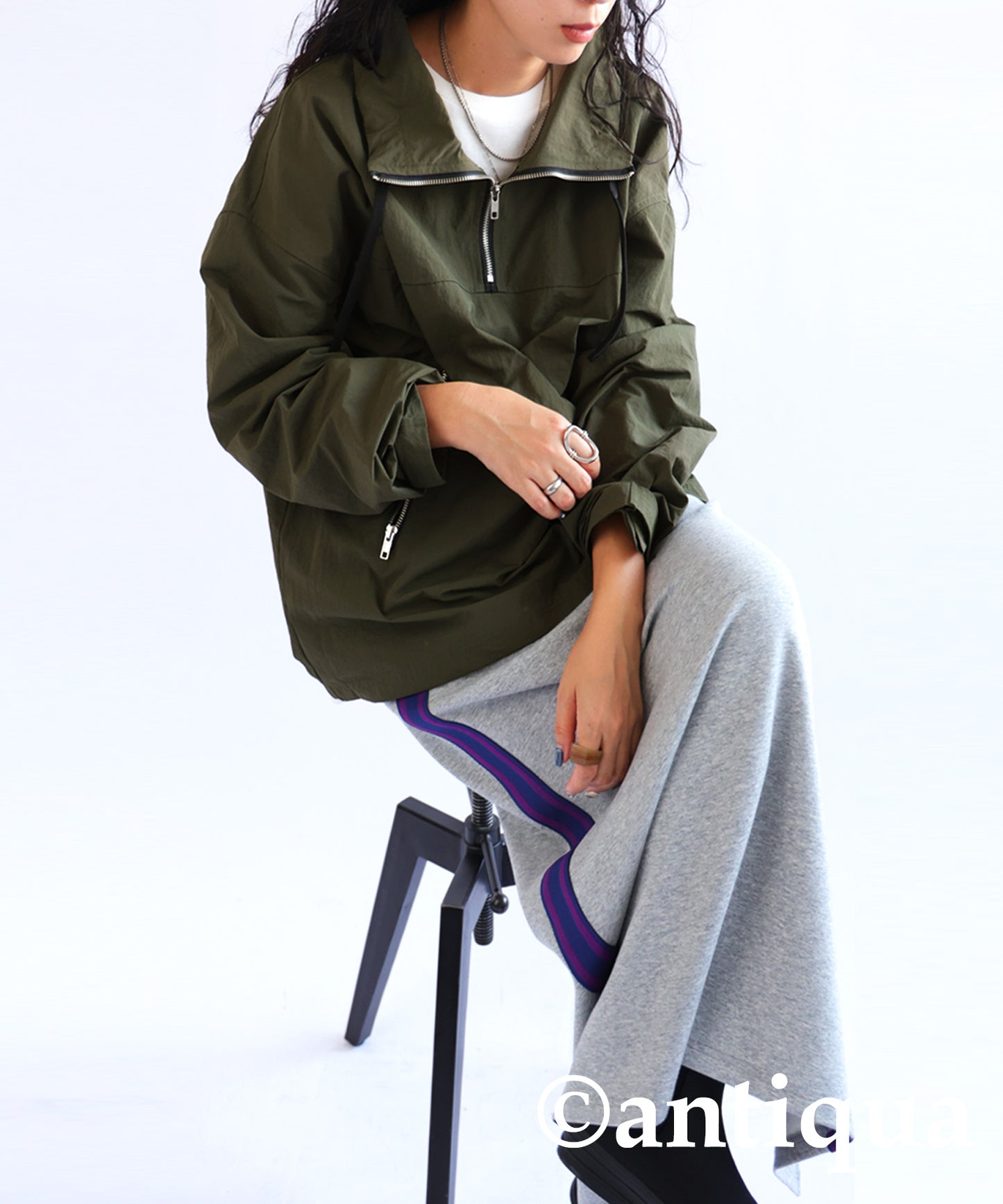 Water-repellent fabric military pullover jacket Ladies