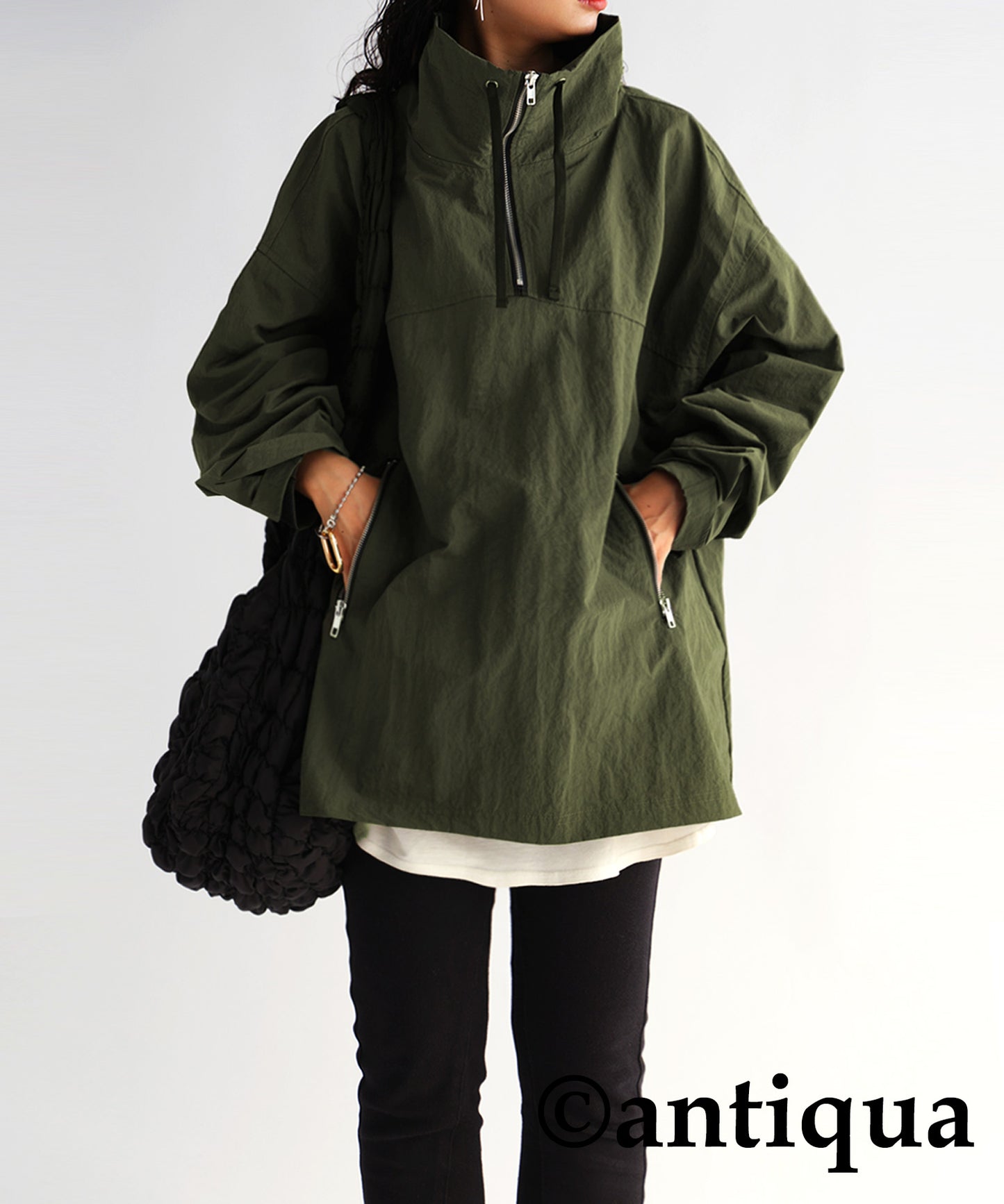 Water-repellent fabric military pullover jacket Ladies