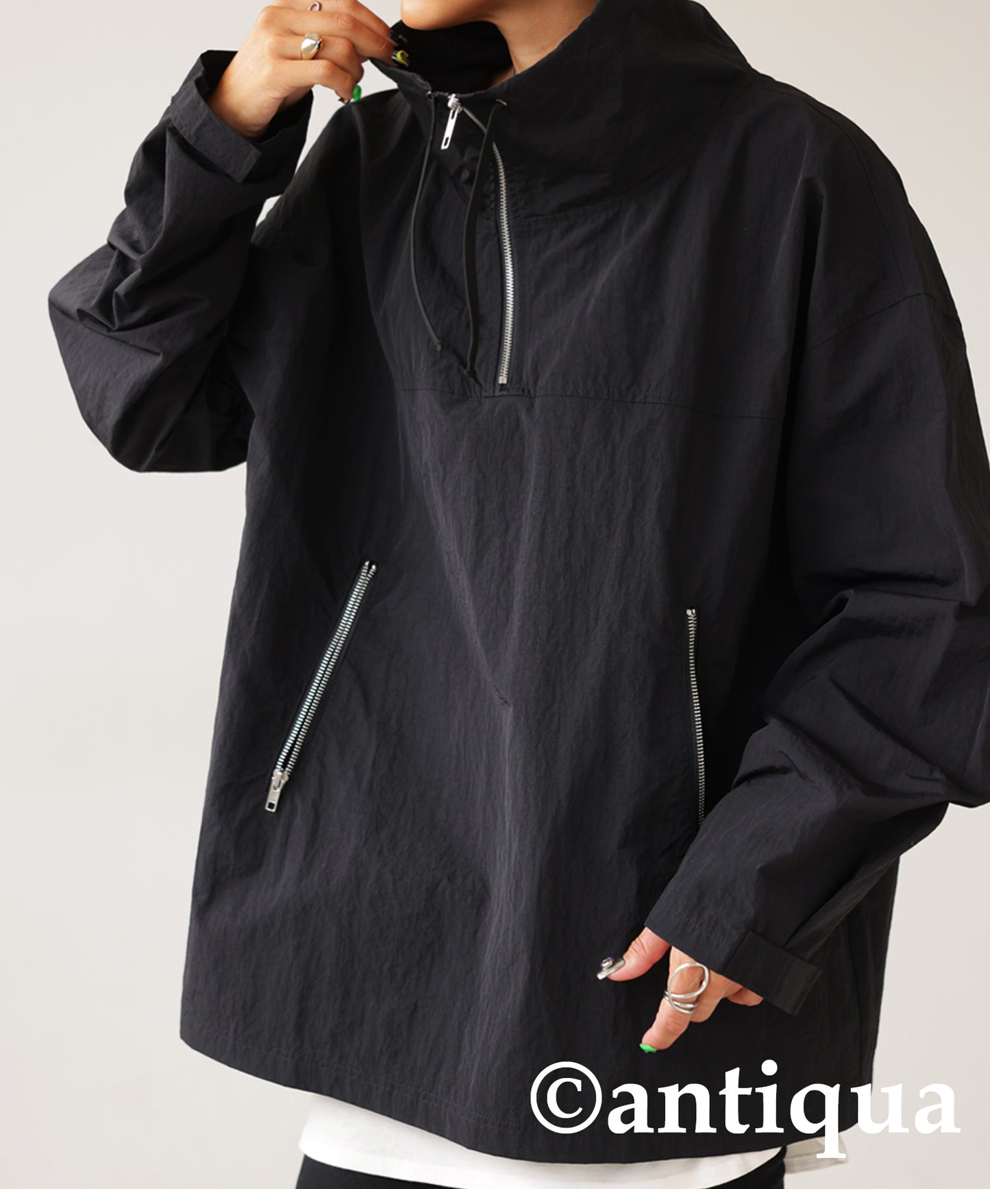 Water-repellent fabric military pullover jacket Ladies