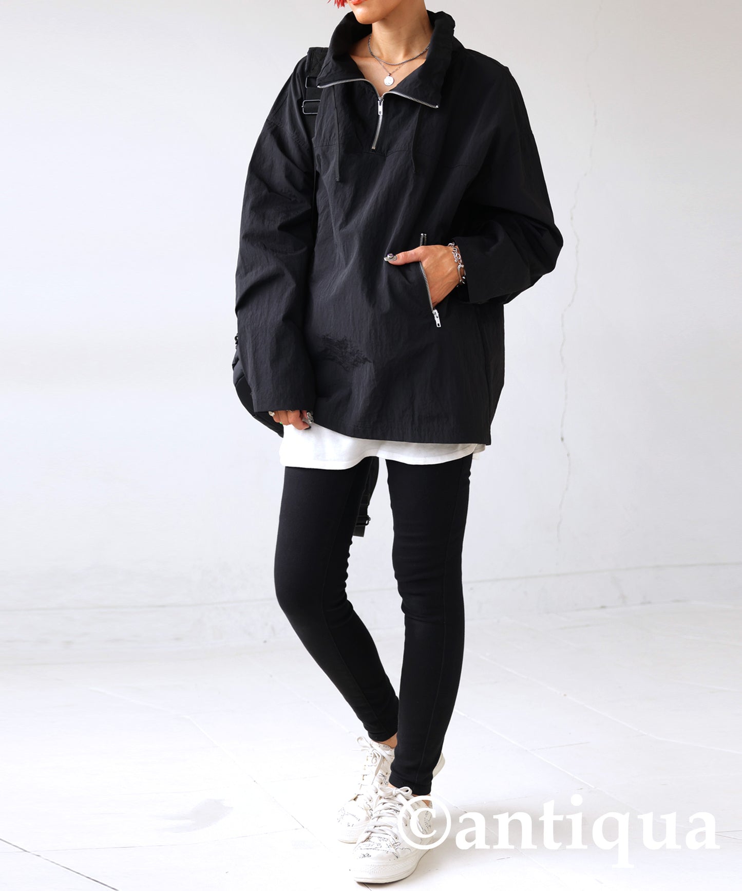 Water-repellent fabric military pullover jacket Ladies