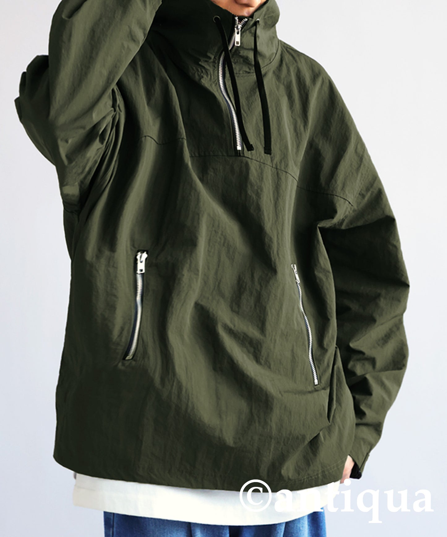 Water-repellent fabric military pull over jacket Men's