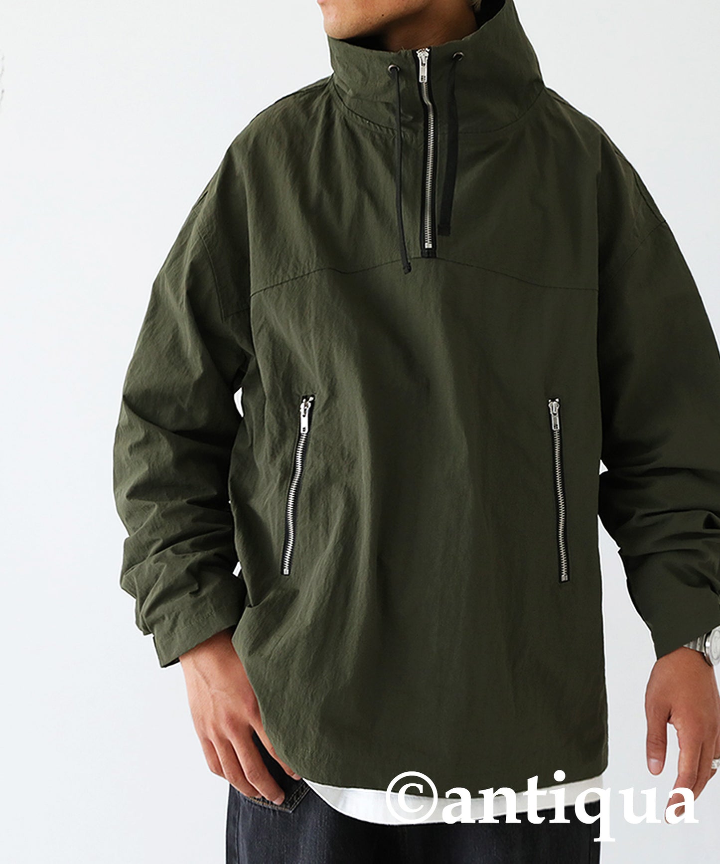 Water-repellent fabric military pull over jacket Men's