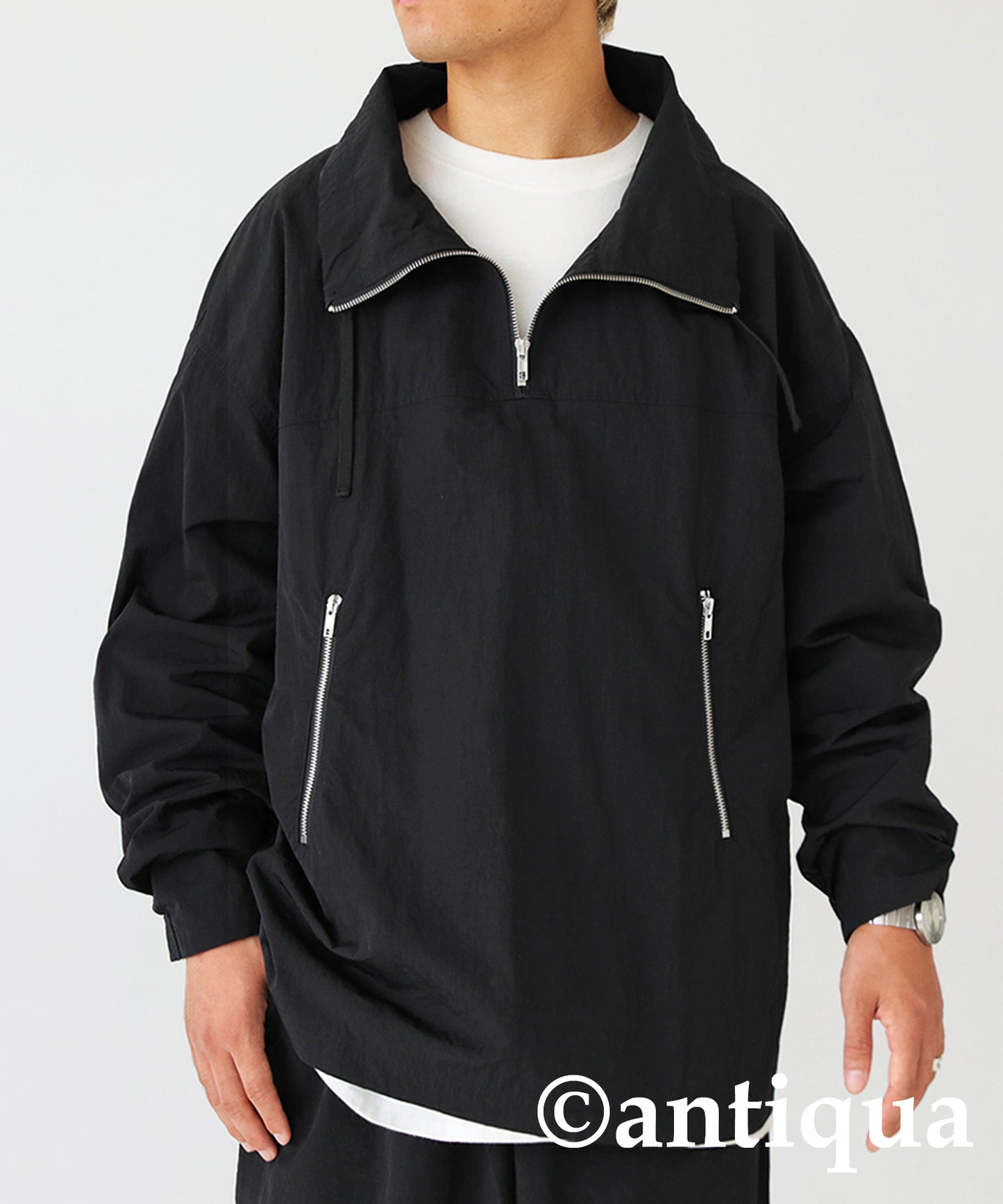 Water-repellent fabric military pull over jacket Men's