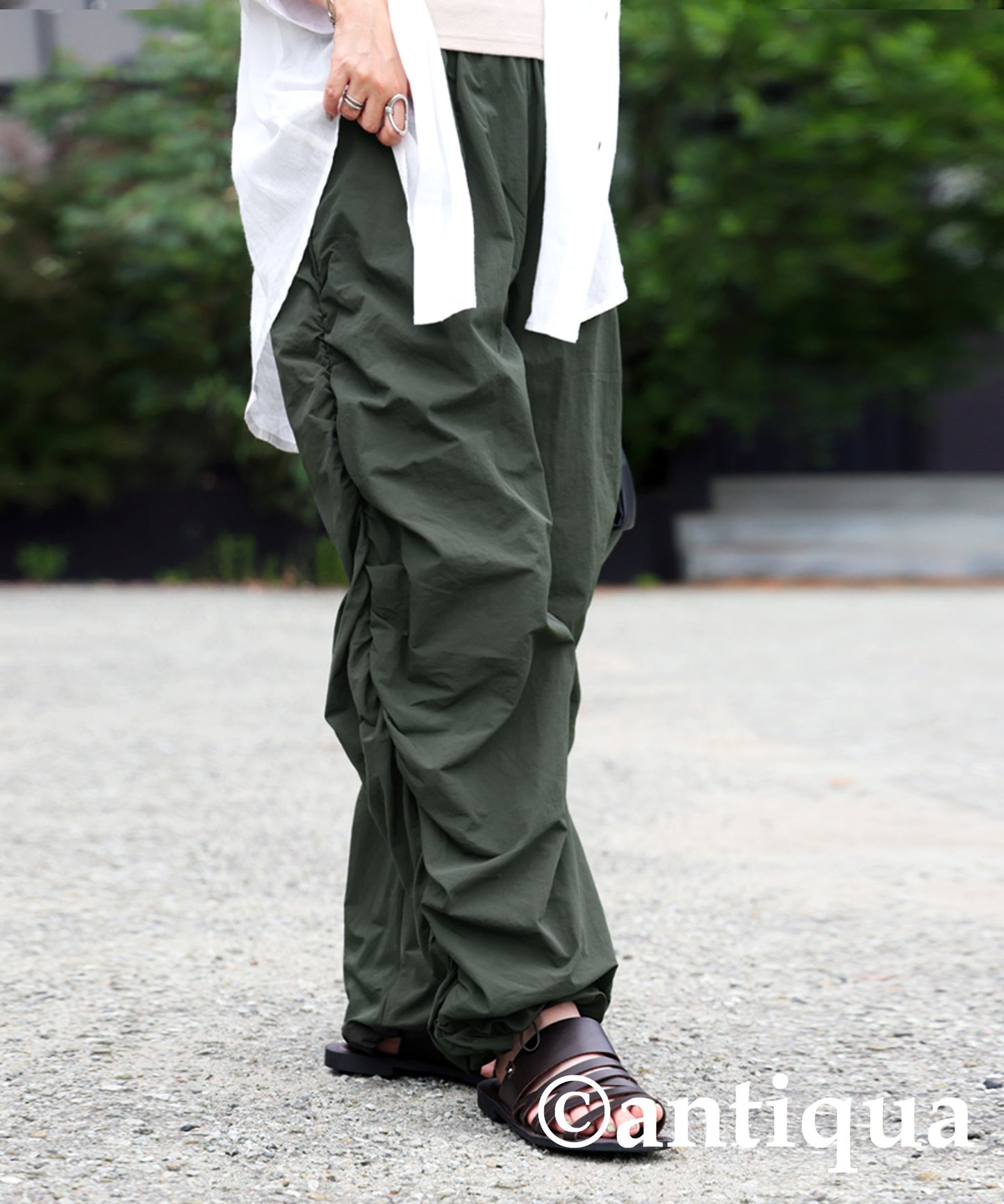 UV-Cut Water Repellent Gather Cargo Pants Ladies