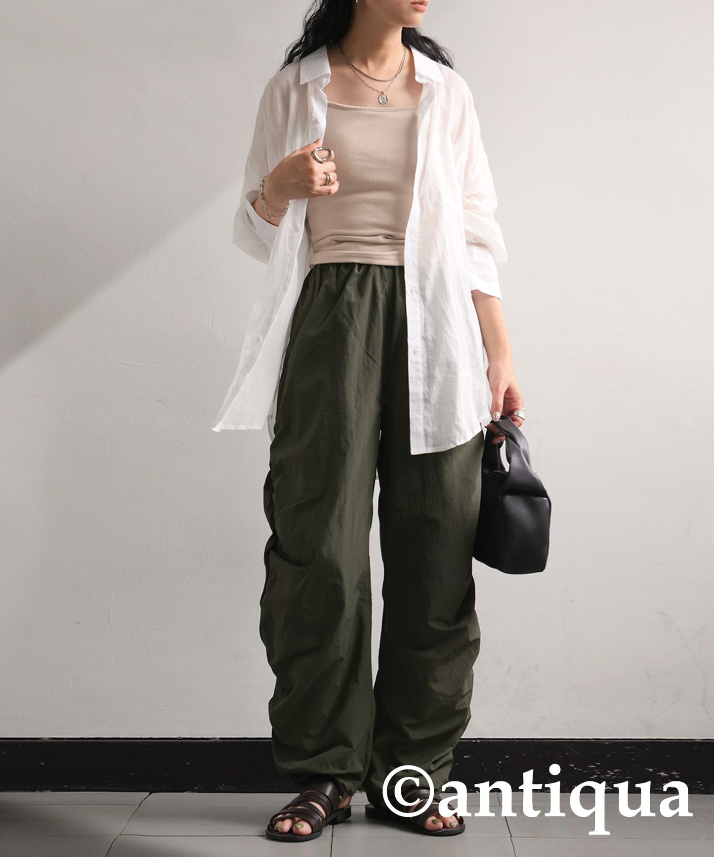 UV-Cut Water Repellent Gather Cargo Pants Ladies