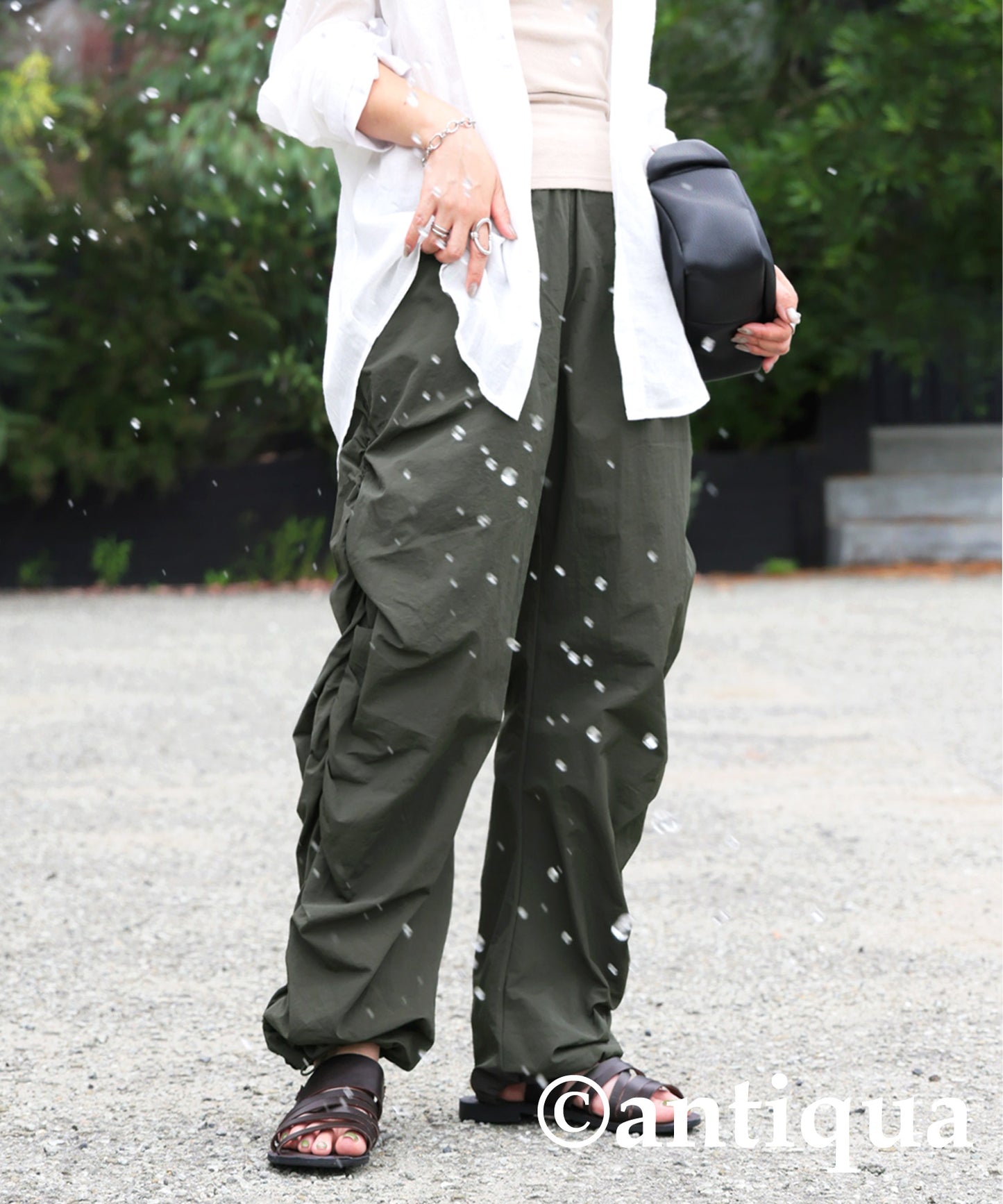 UV-Cut Water Repellent Gather Cargo Pants Ladies