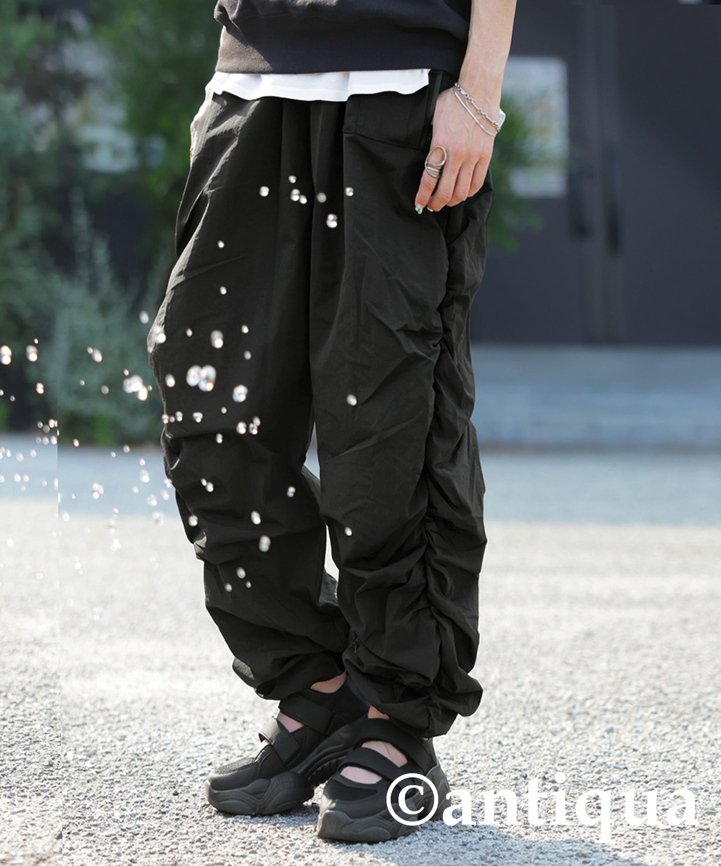 UV-Cut Water Repellent Gather Cargo Pants Ladies