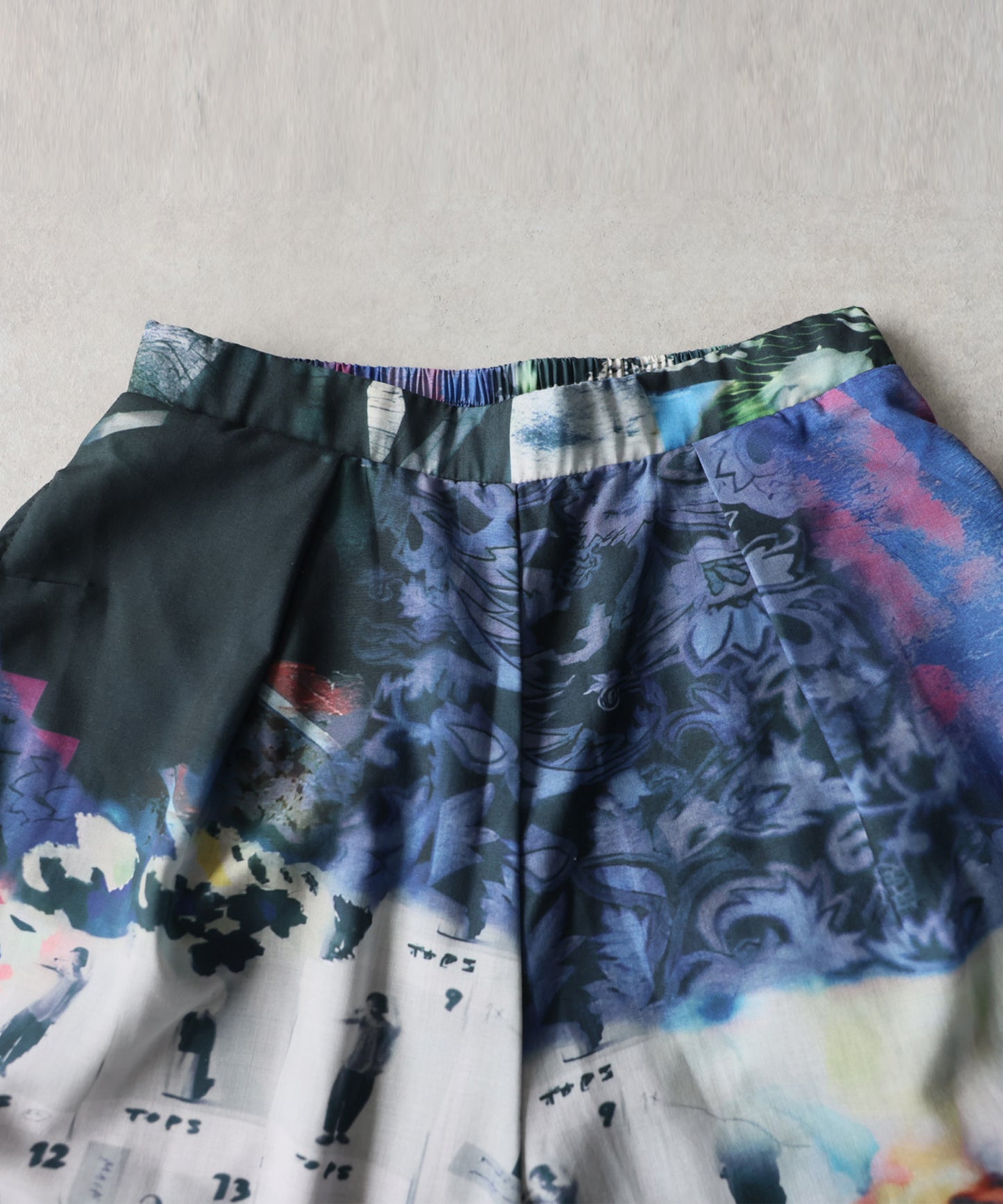 Color-Block Print Long Wide Pants Ladies