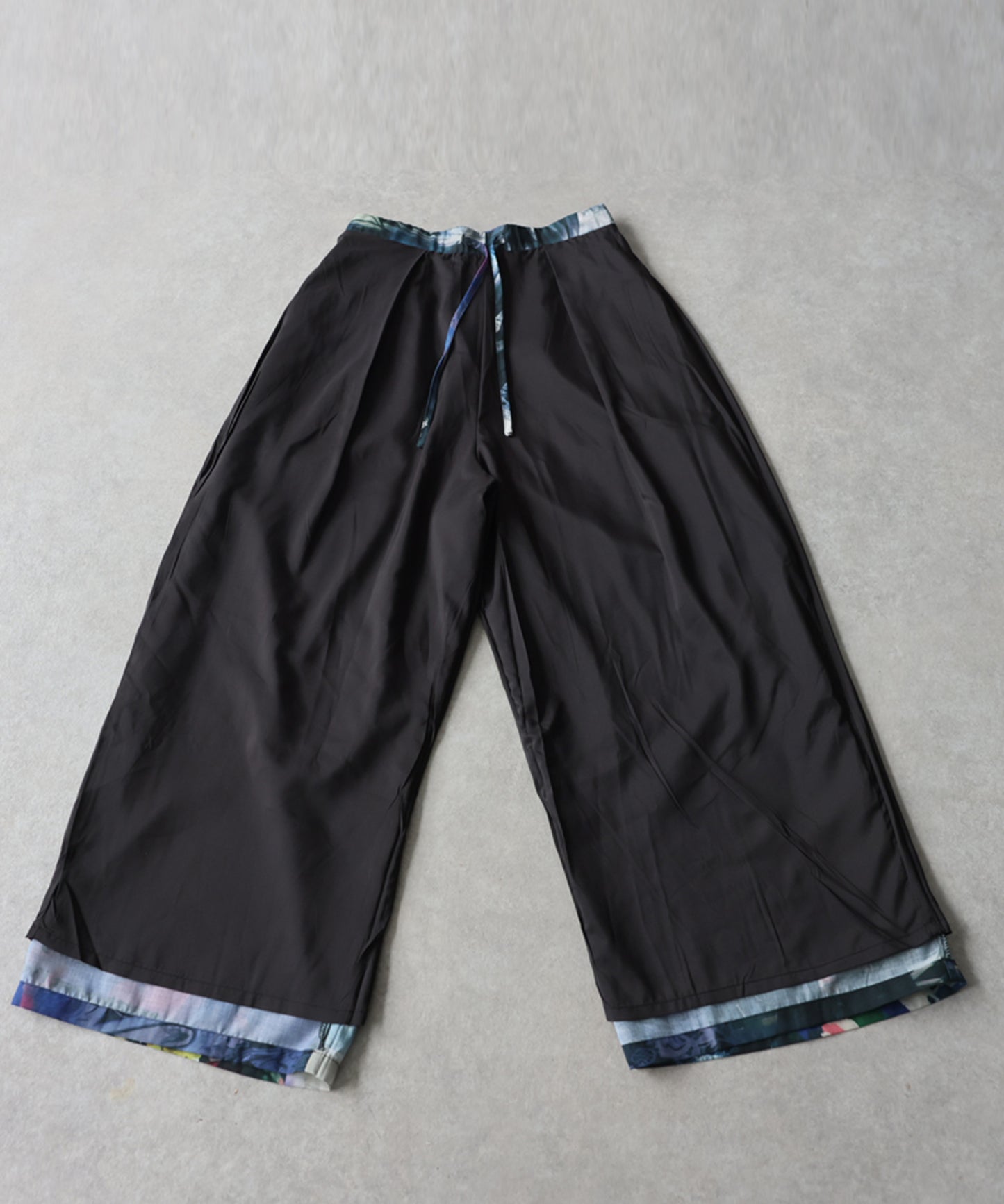 Color-Block Print Long Wide Pants Ladies