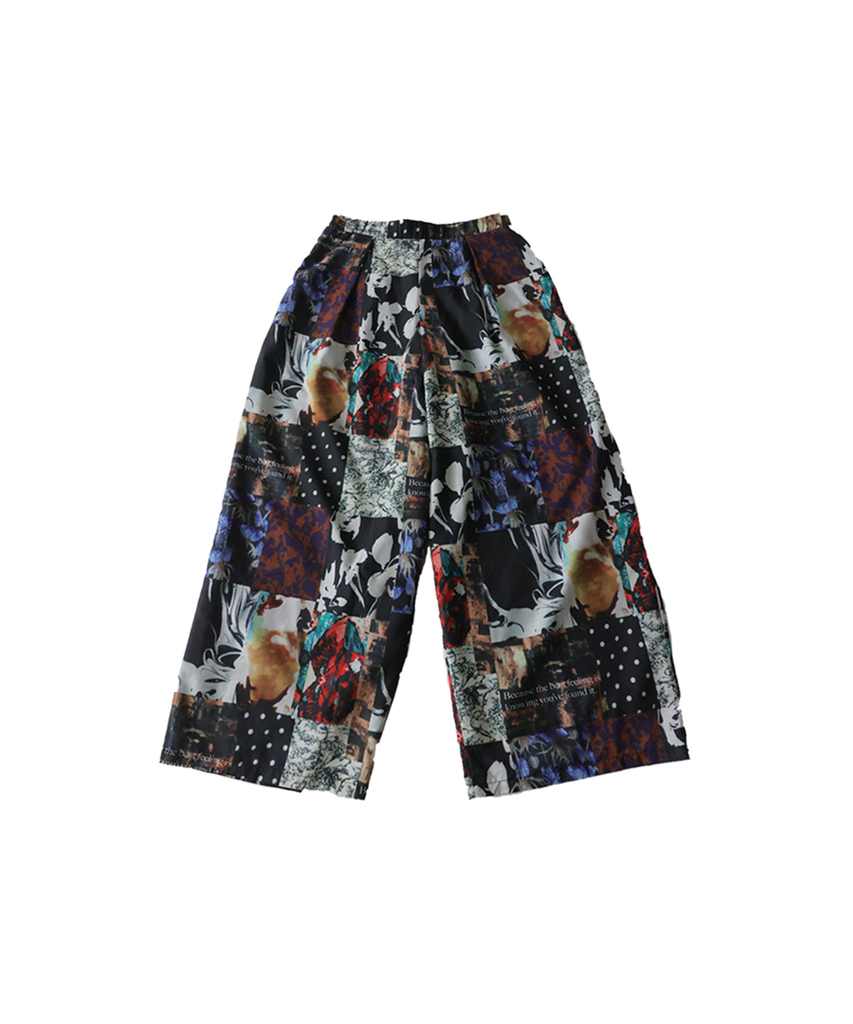 Color-Block Print Long Wide Pants Ladies