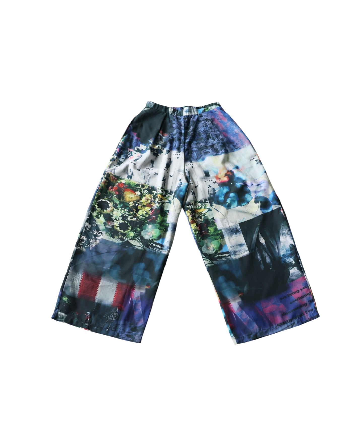 Color-Block Print Long Wide Pants Ladies