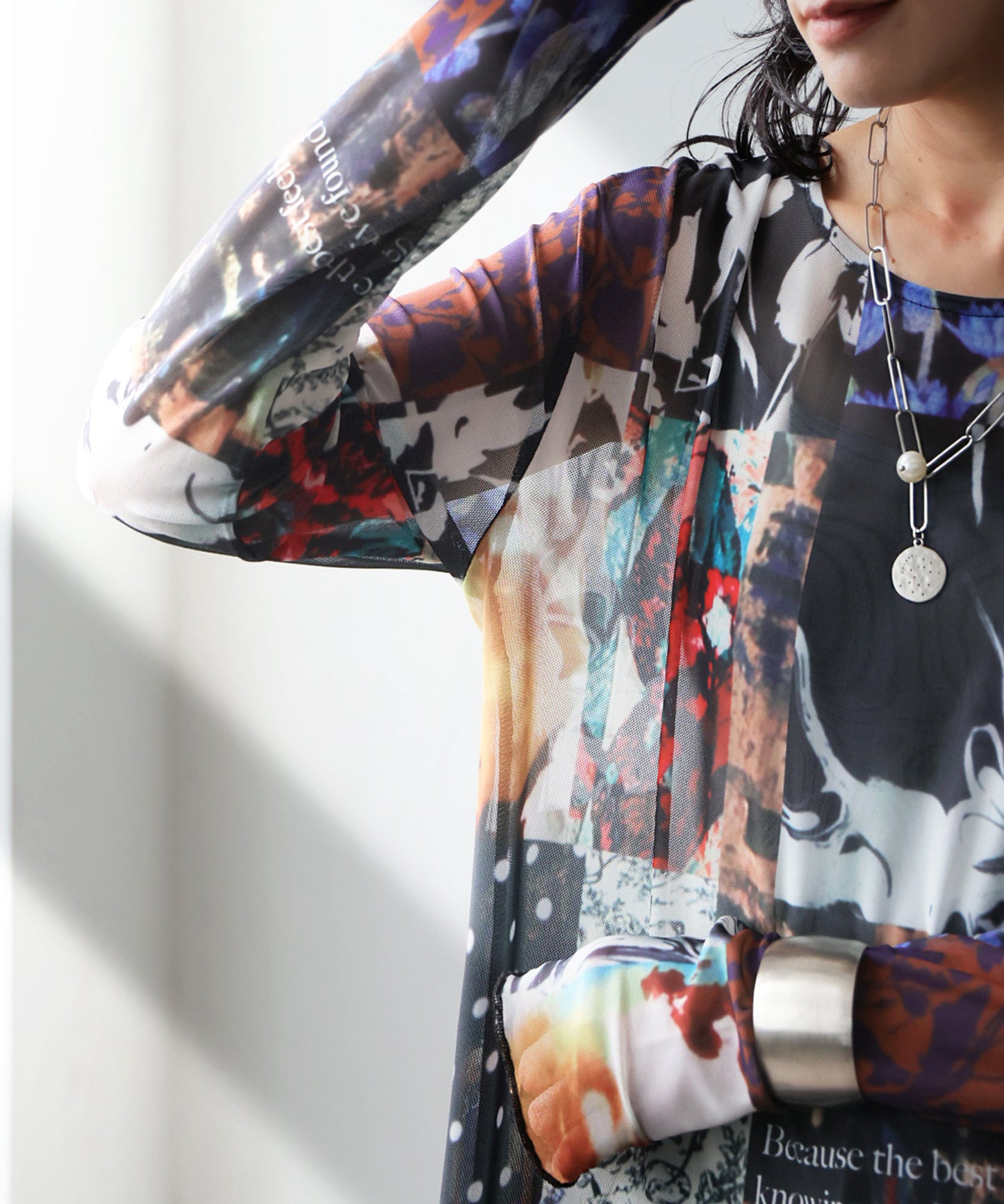 Archive Print Sheer Long Dress Ladies